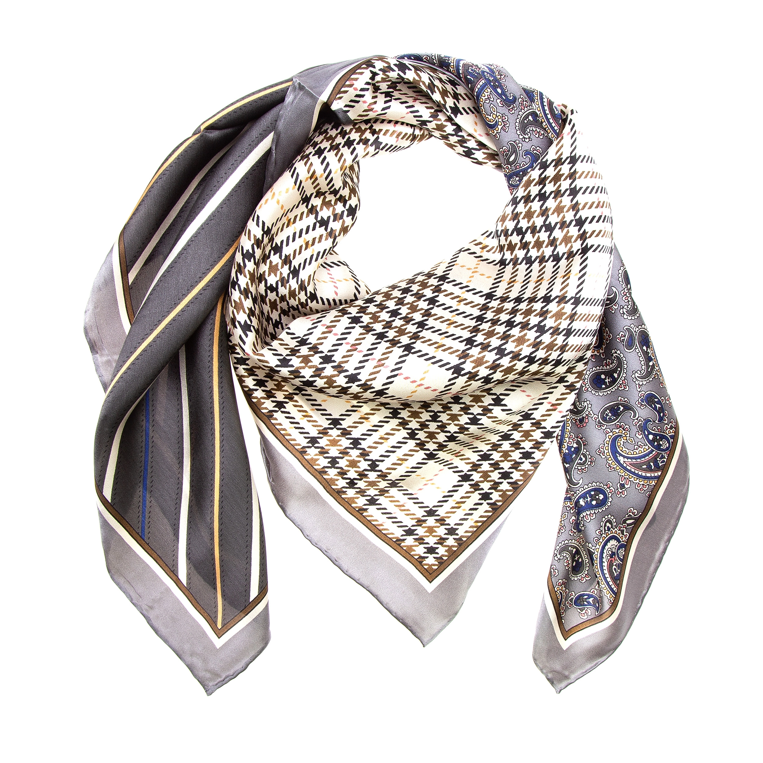 Seidentuch Halstuch Patchwork grau