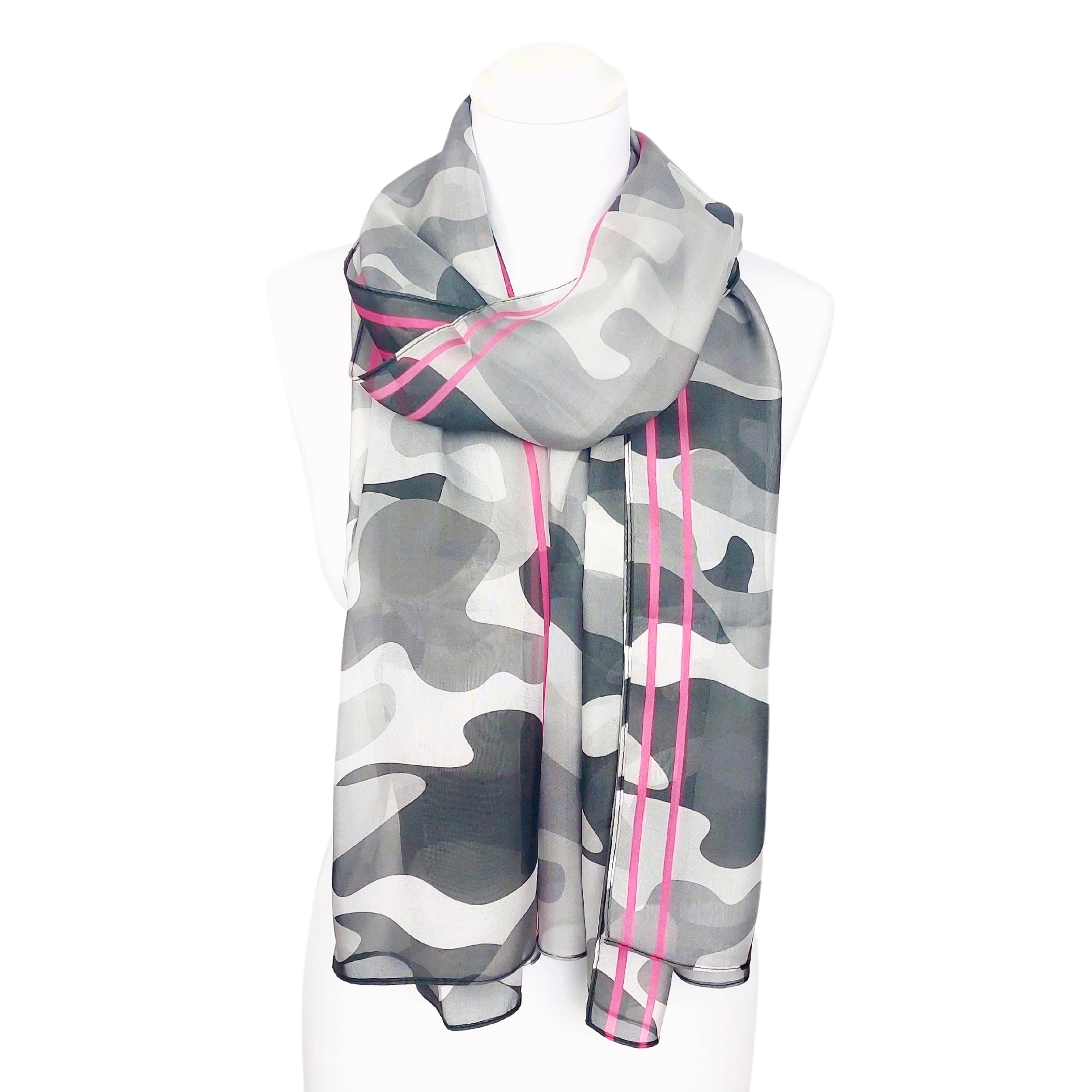 TINITEX Seidenschal Halstuch Schal Camouflage grau