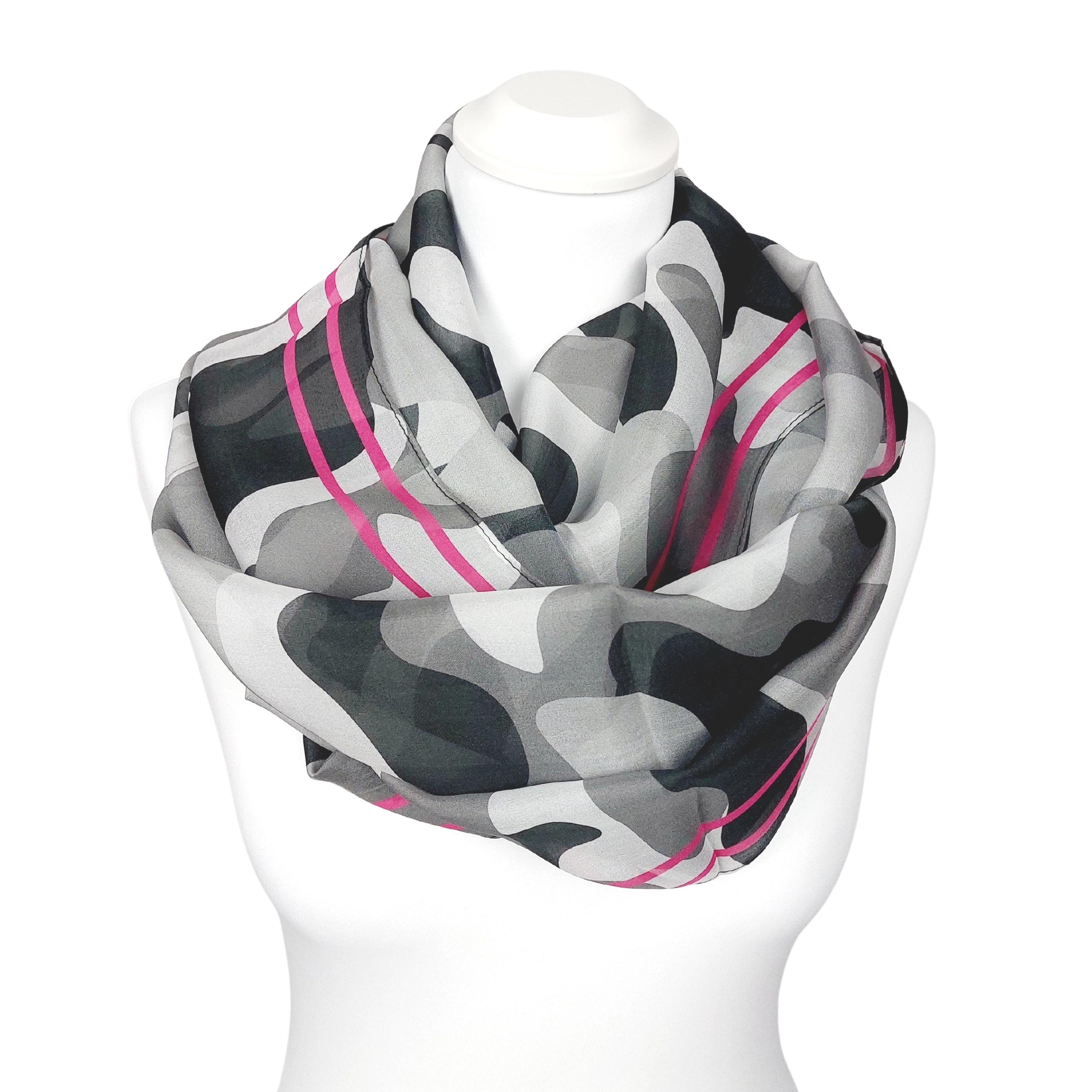 TINITEX Seidenschal Rundschal Loop Camouflage grau