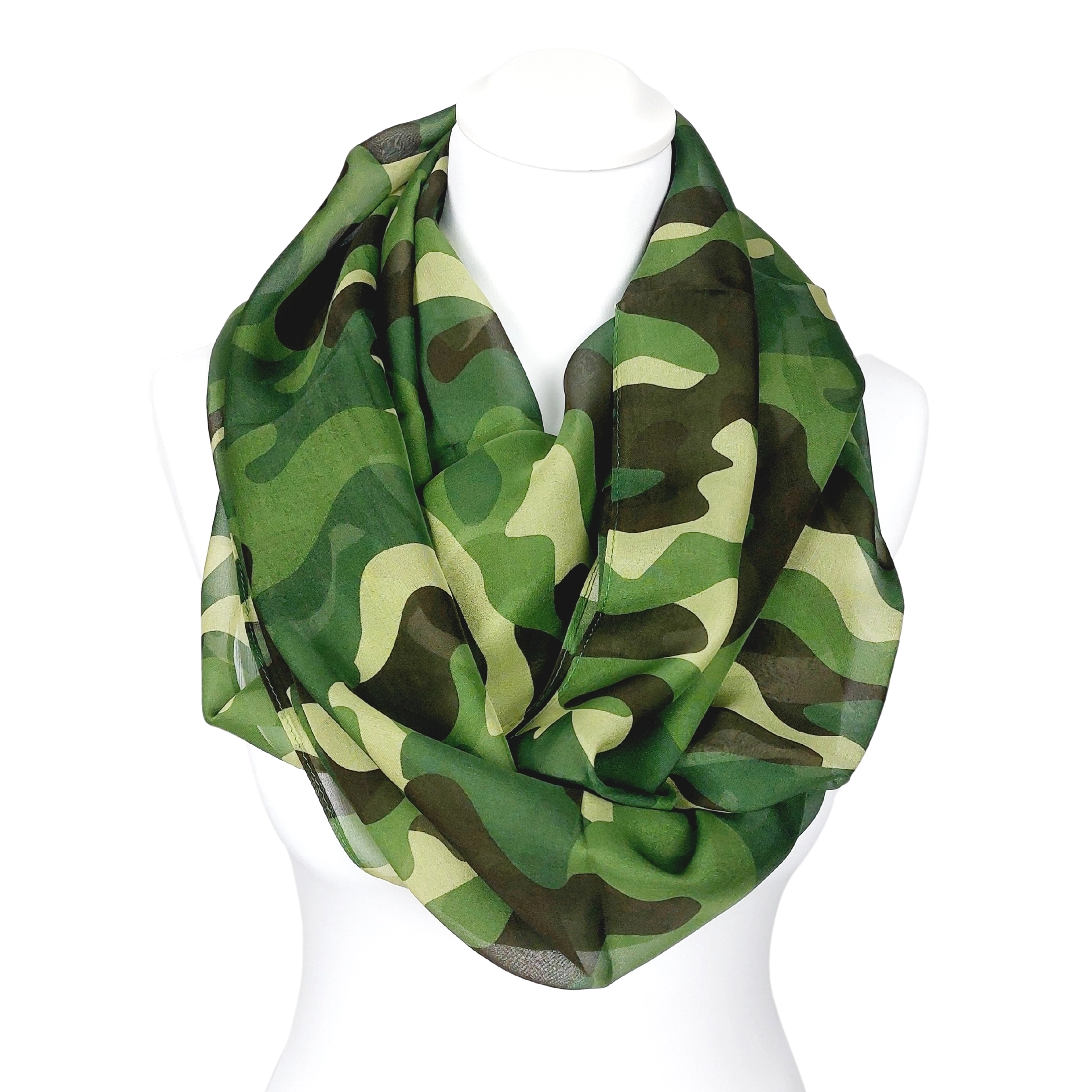 TINITEX Seidenschal Rundschal Loop Camouflage grün