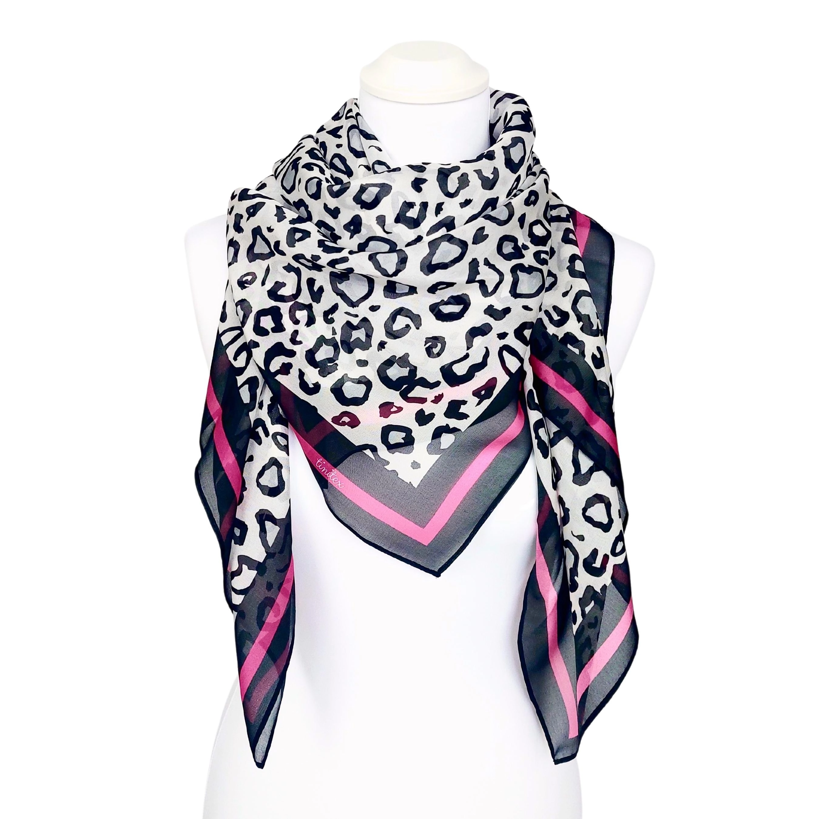 TINITEX Seidentuch Halstuch Leopard pink