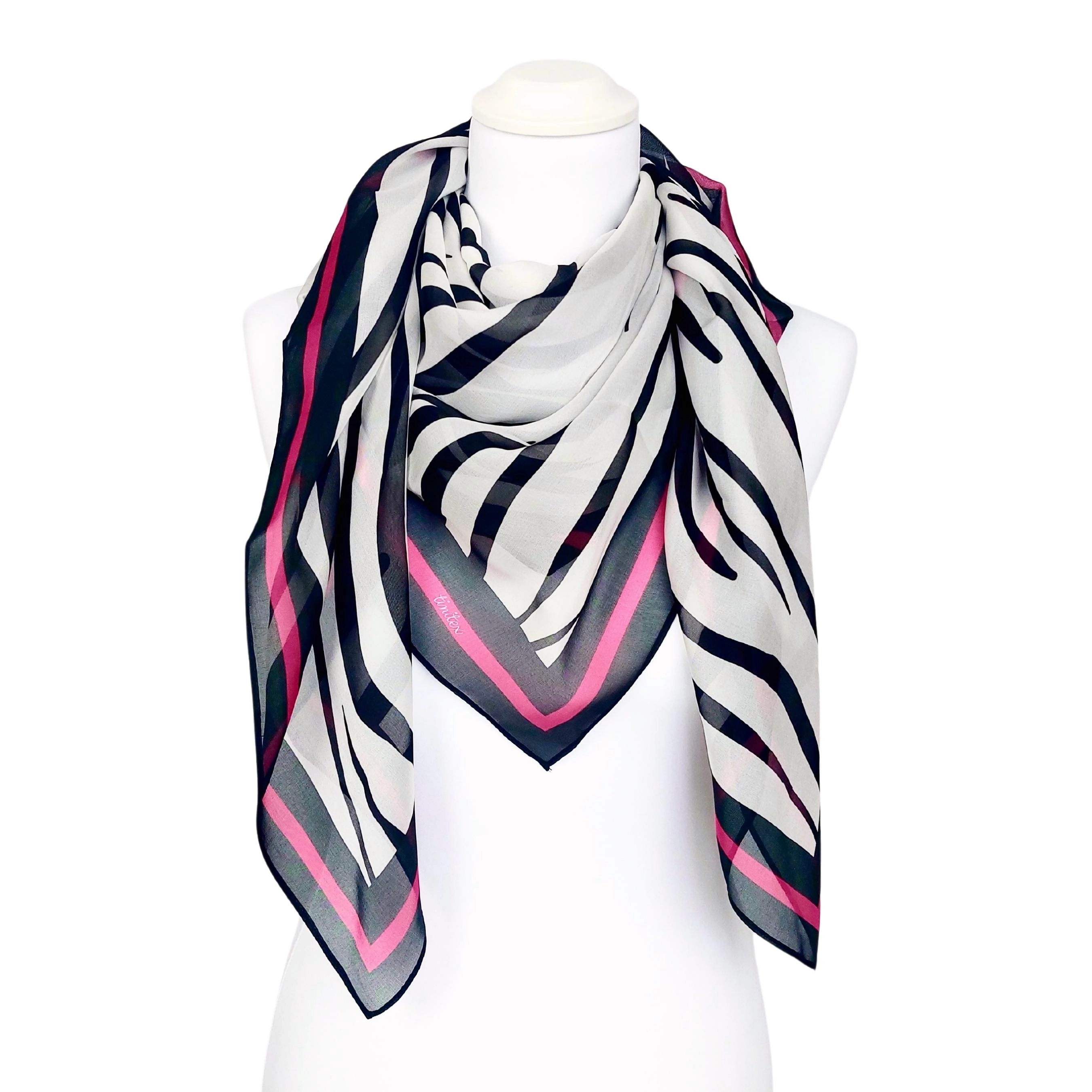 TINITEX Seidentuch Halstuch Zebra pink