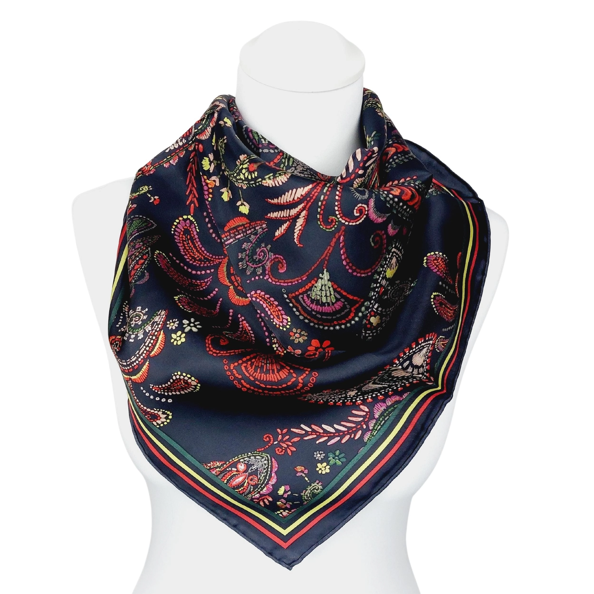 FRAAS Seidentuch Halstuch schwarz Paisley rot