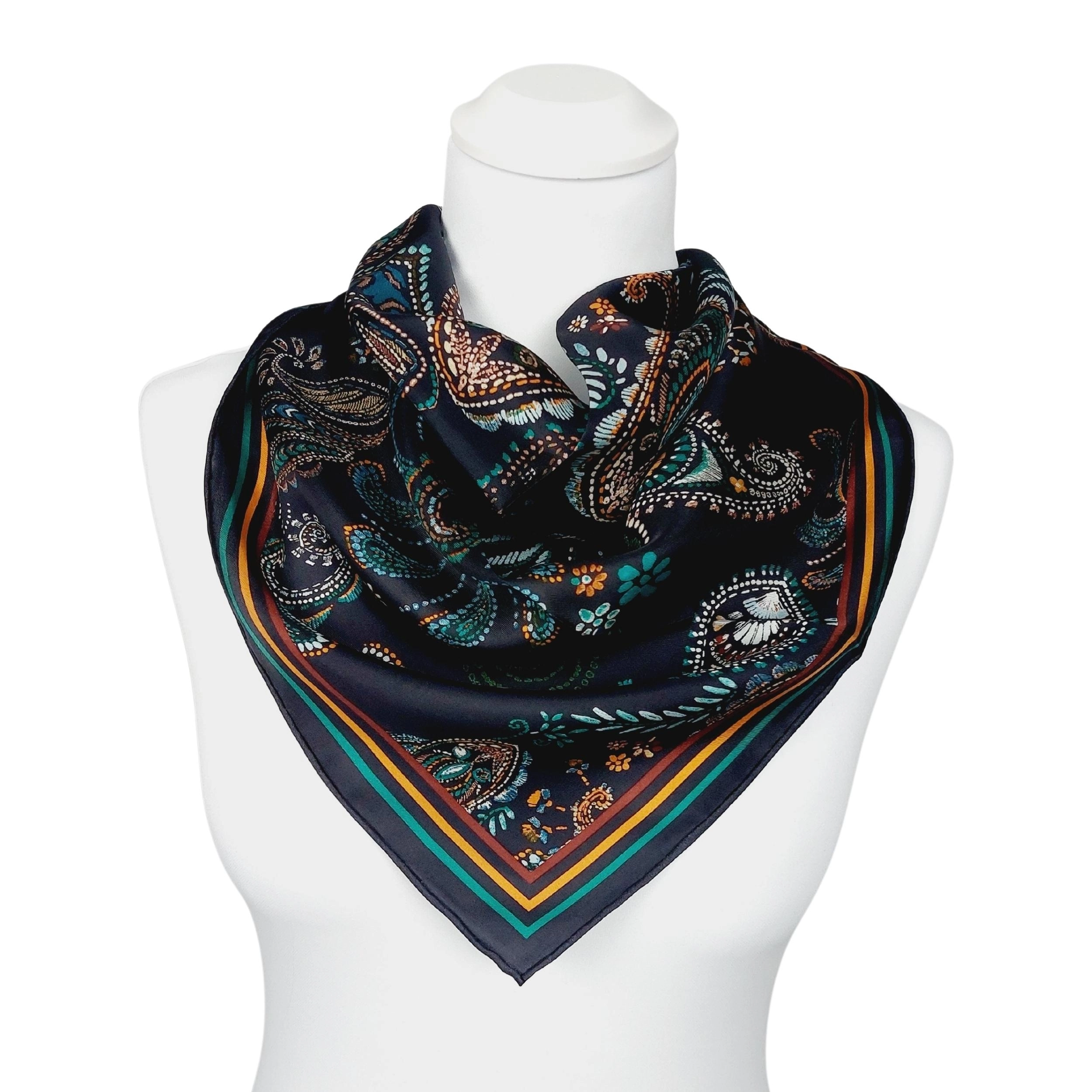 FRAAS Seidentuch Halstuch schwarz Paisley grün