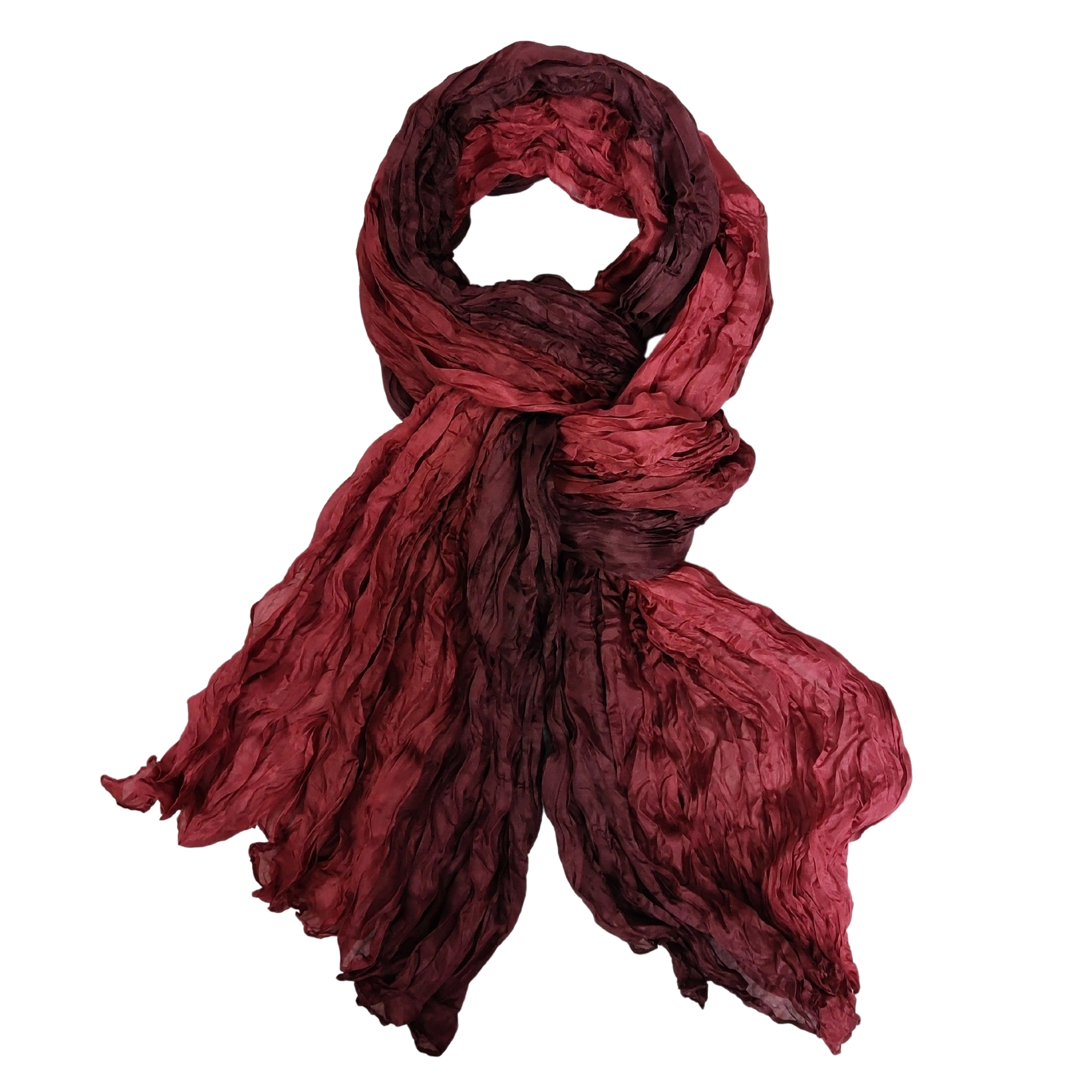 Knitterschal Halstuch Schal XXL Farbverlauf rot-terra-beere