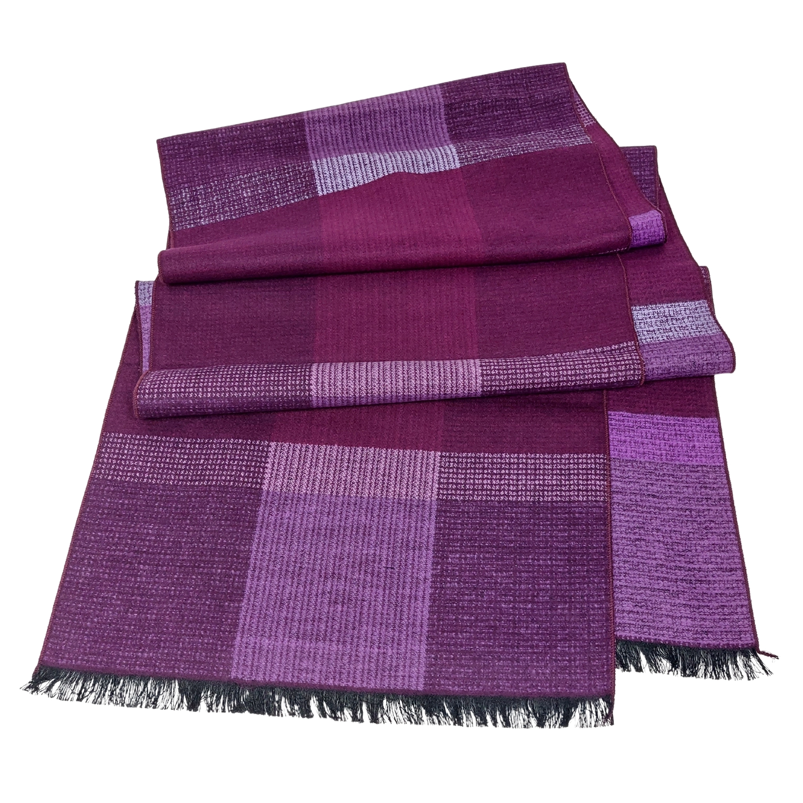 Schal Seidenflanell aubergine rosa kariert