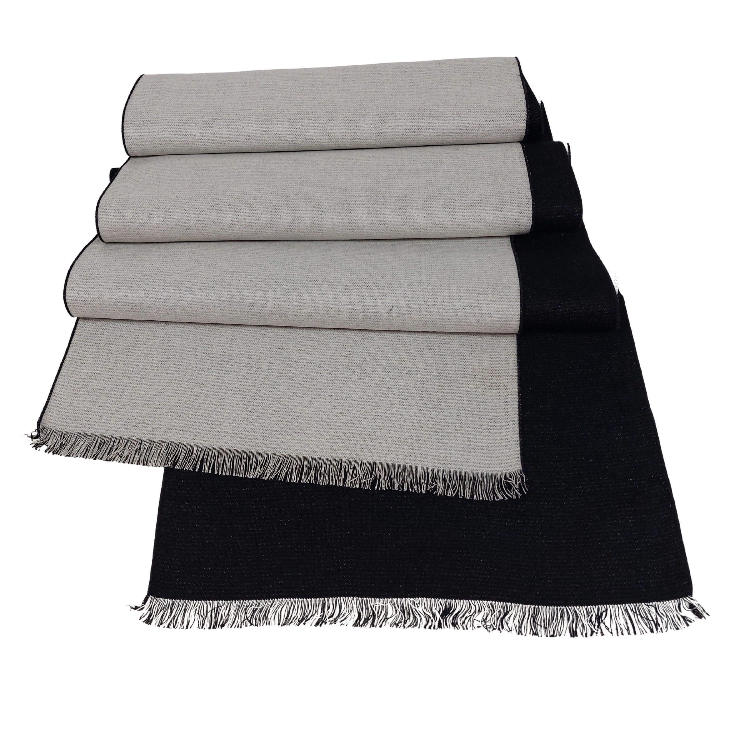 Winterschal Seidenflanell Schal schwarz naturweiß