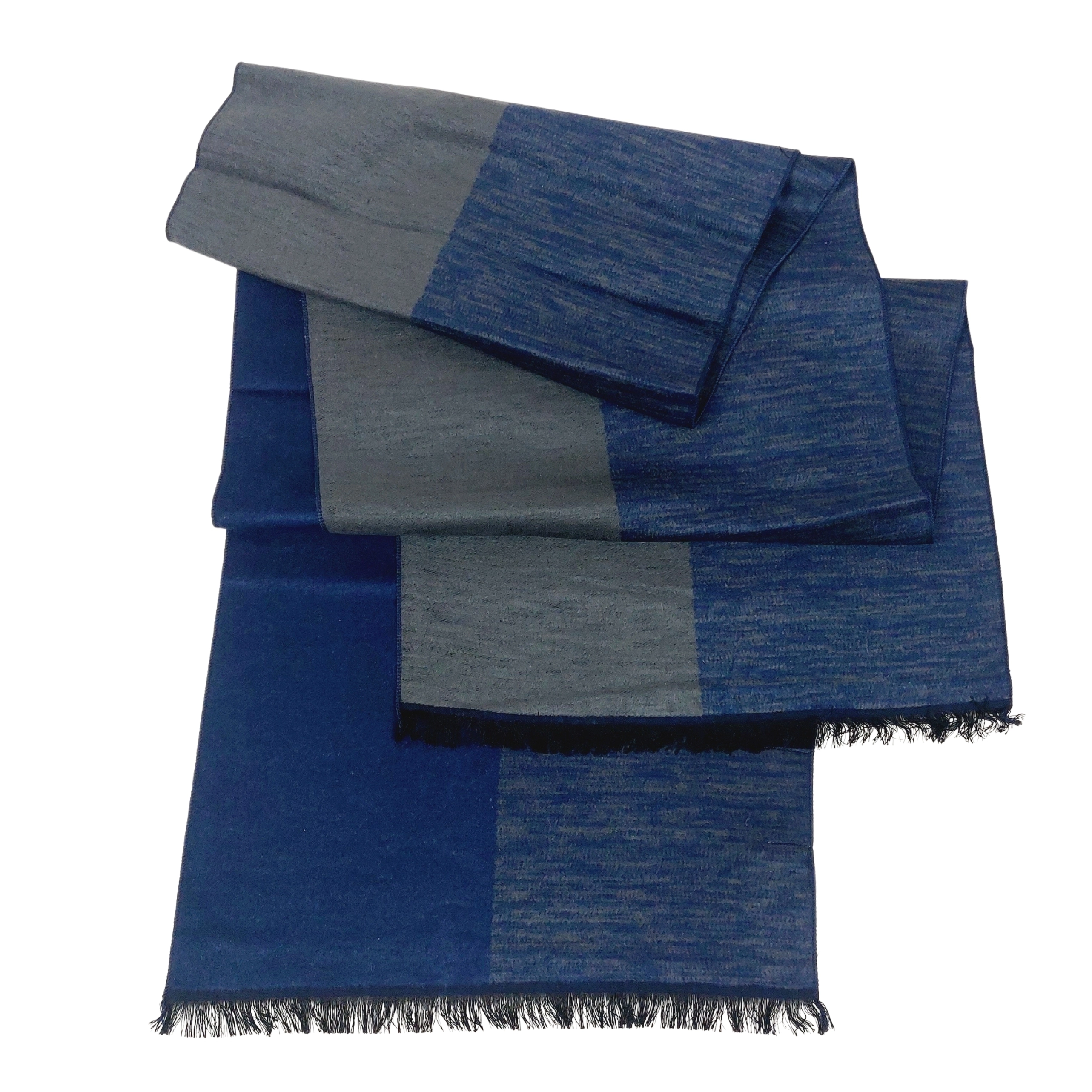 Schal Seidenflanell grau blau meliert