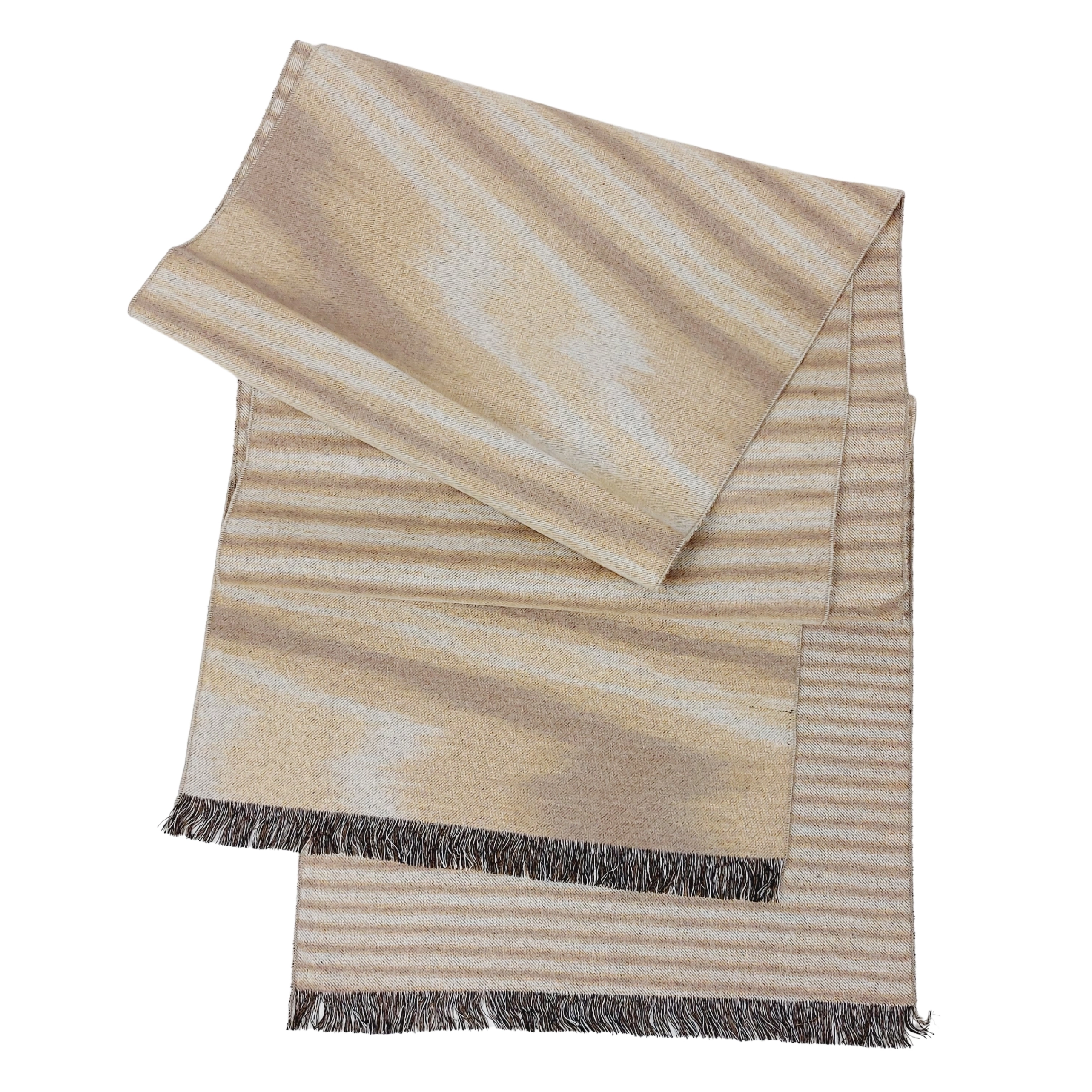 Winterschal Seidenflanell beige gestreift