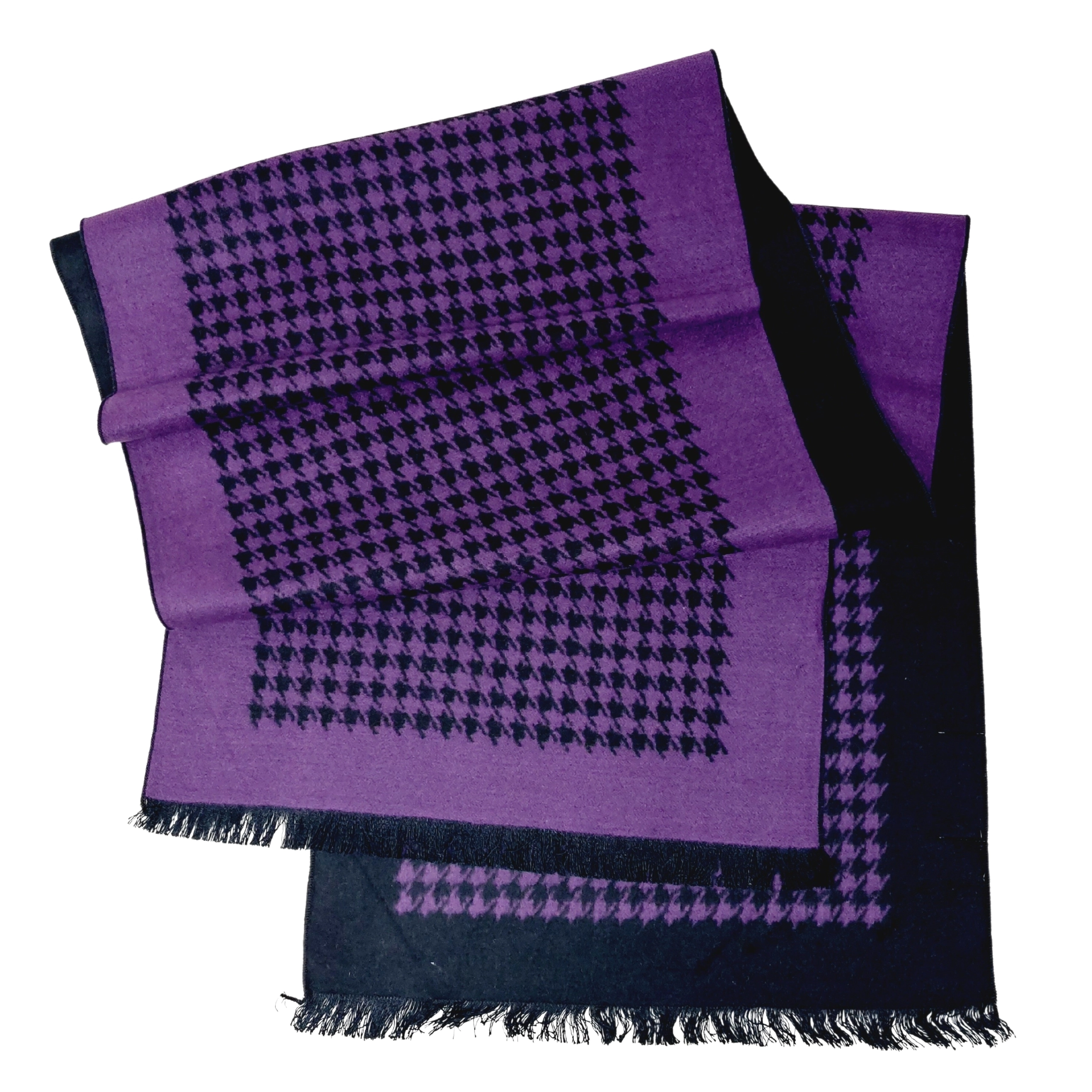 Schal Seidenflanell Hahnentritt schwarz violett