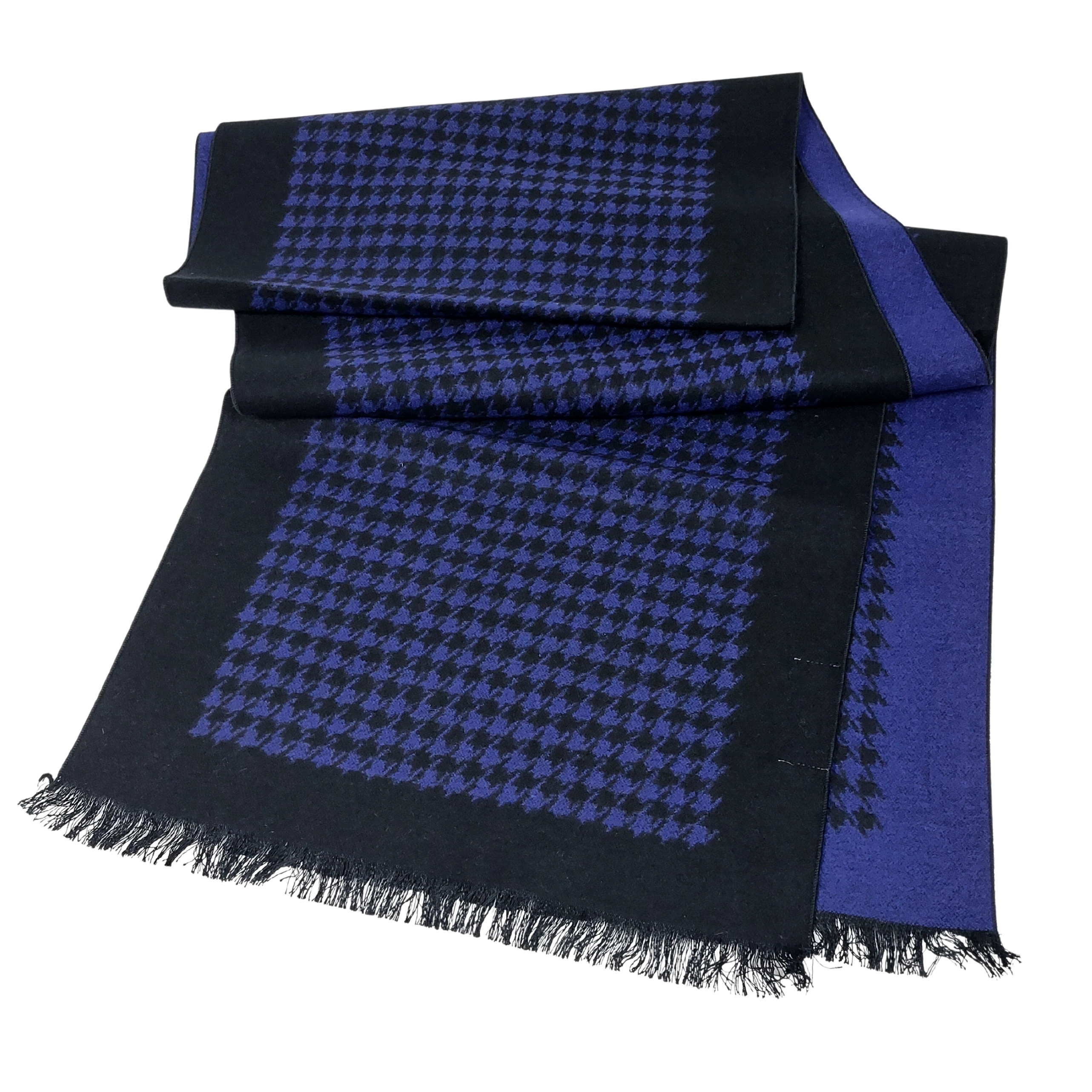 Schal Seidenflanell Hahnentritt schwarz blau