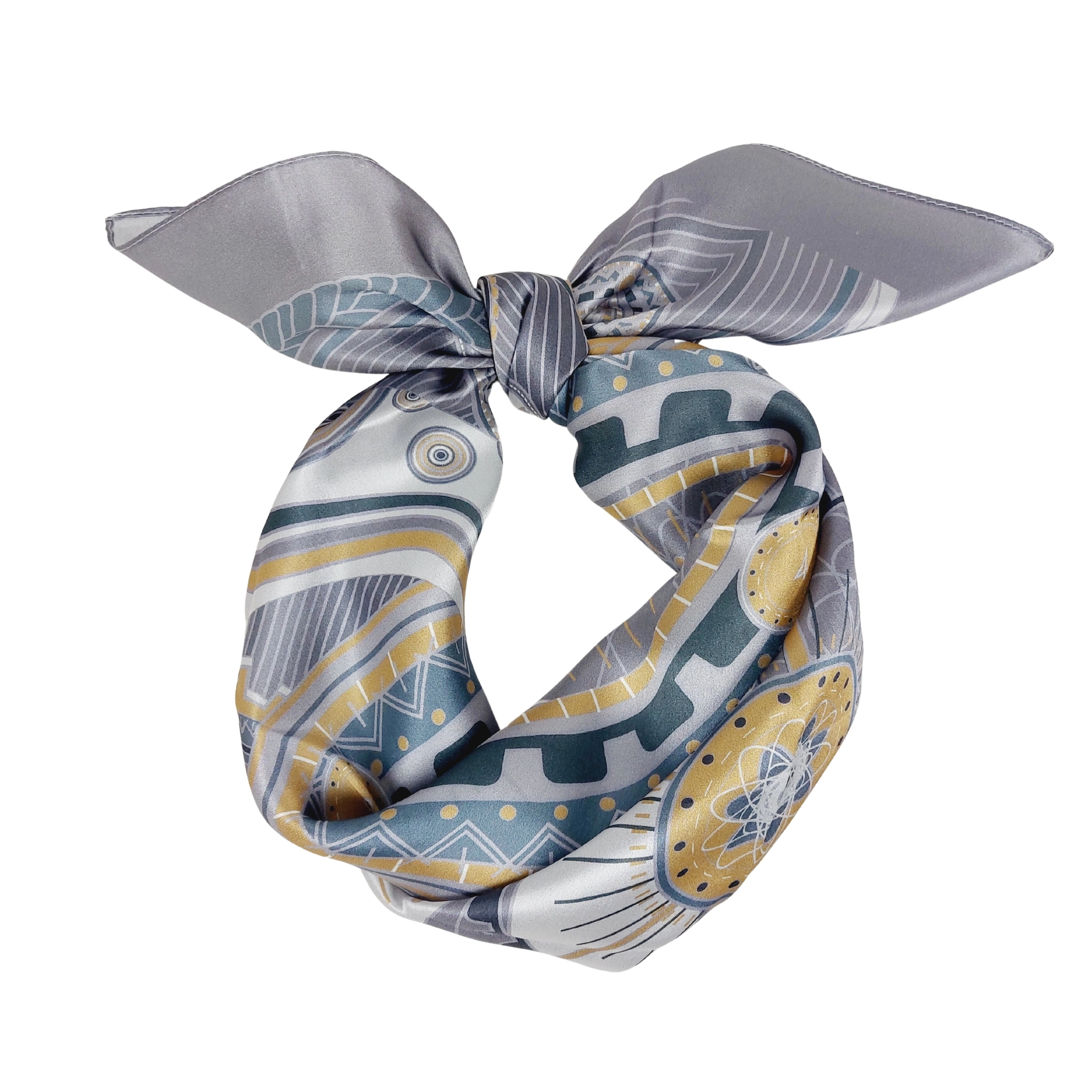 SPECIAL EDITION - Seidentuch Halstuch grau gold Grafikprint