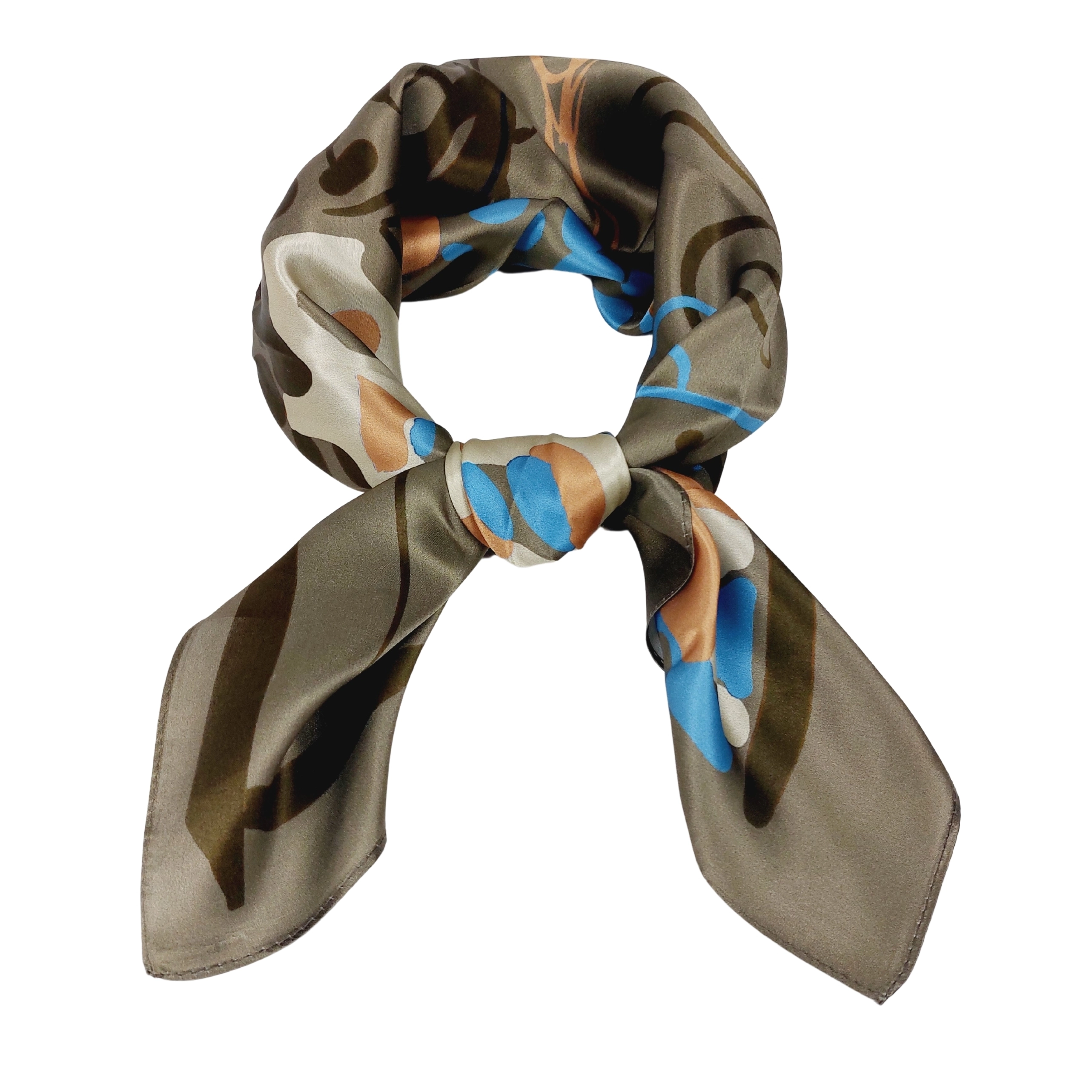 SPECIAL EDITION - Seidentuch Halstuch khaki orange blau Paintart