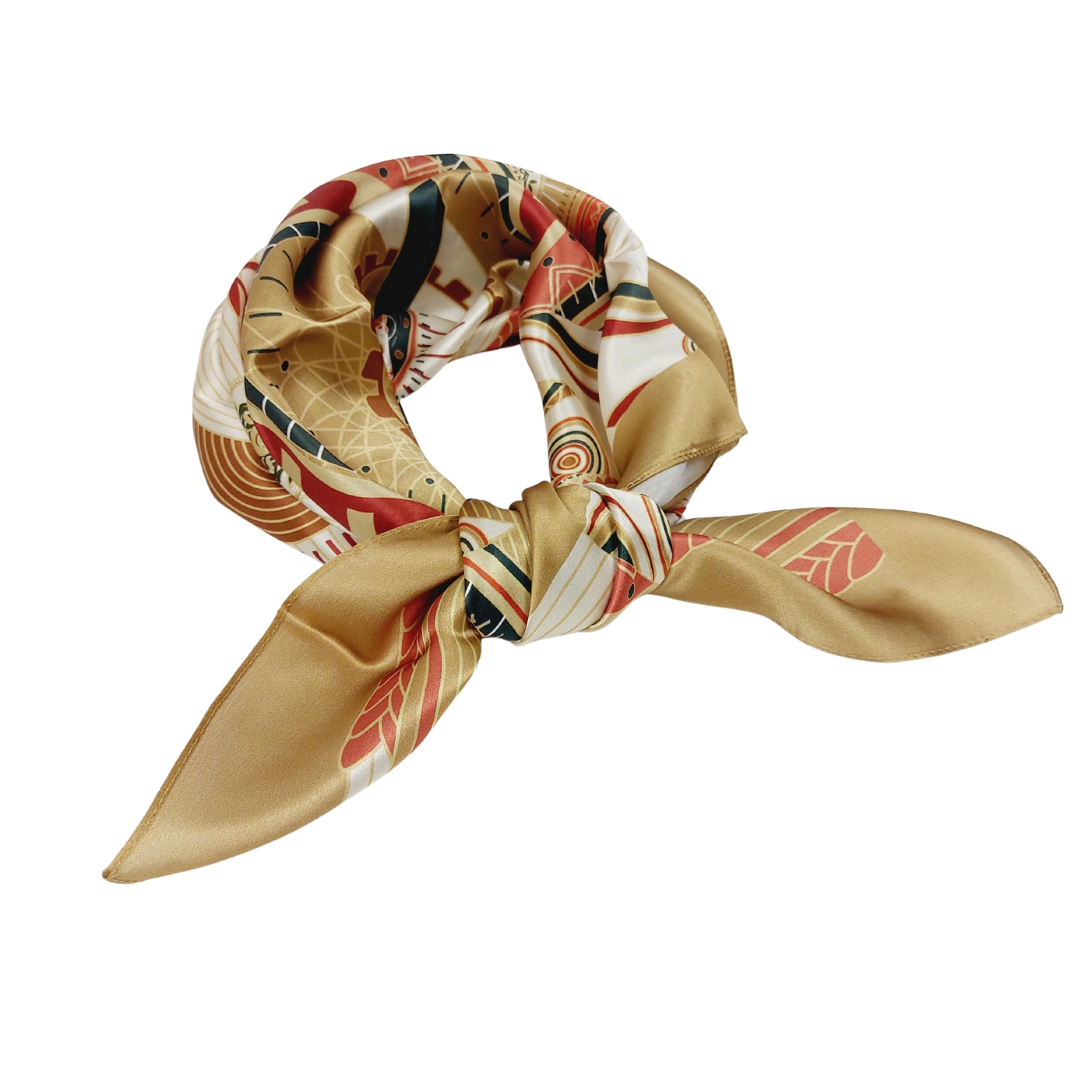 SPECIAL EDITION - Seidentuch Halstuch beige rot Grafikprint