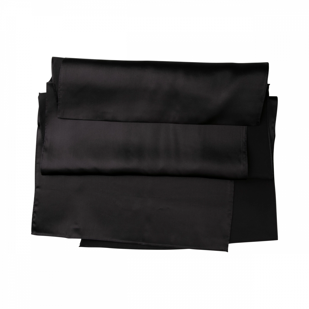 Seidenschal Halstuch Schal kurz Satin Schwarz (12 Momme)