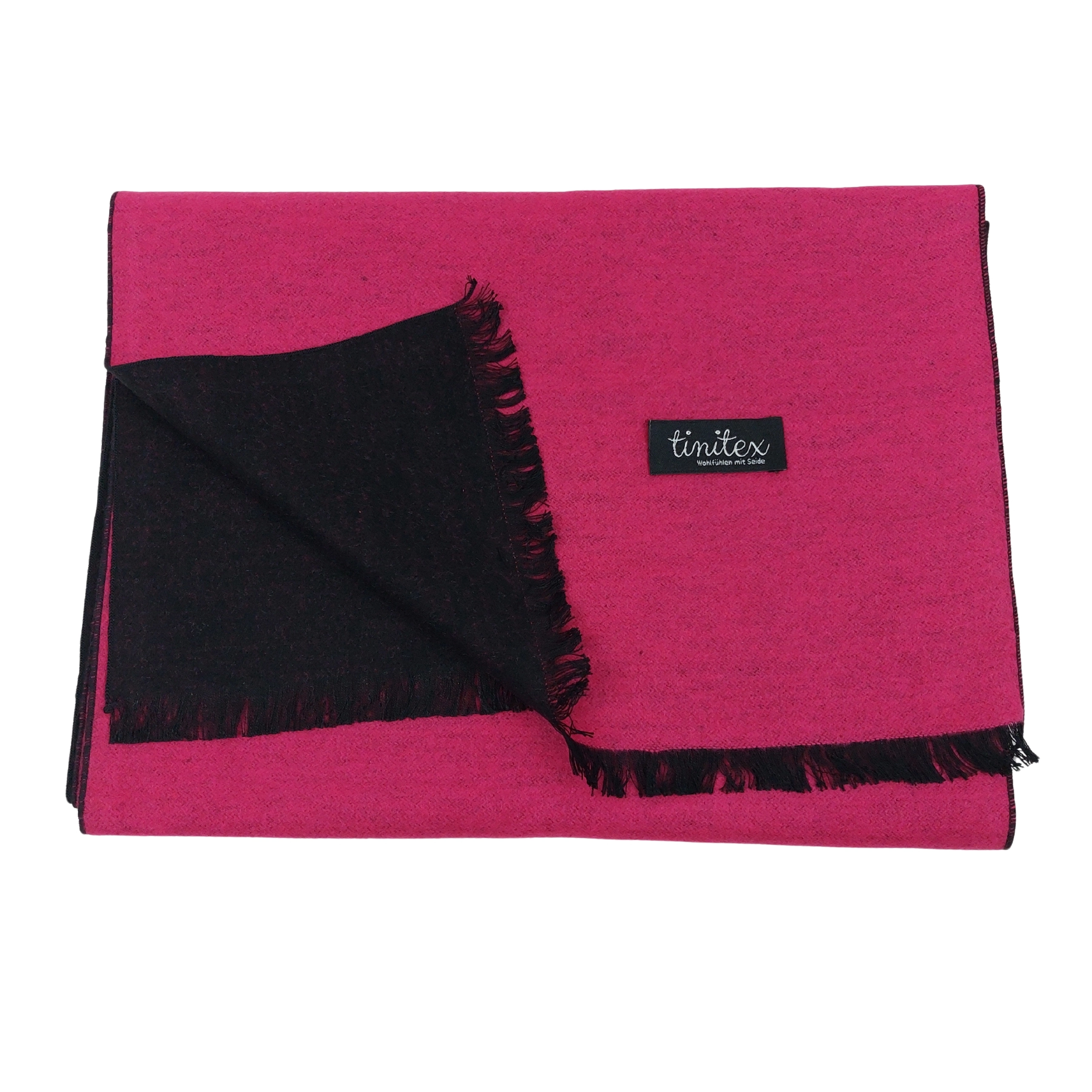 Winterschal Seidenflanell Schal schwarz pink
