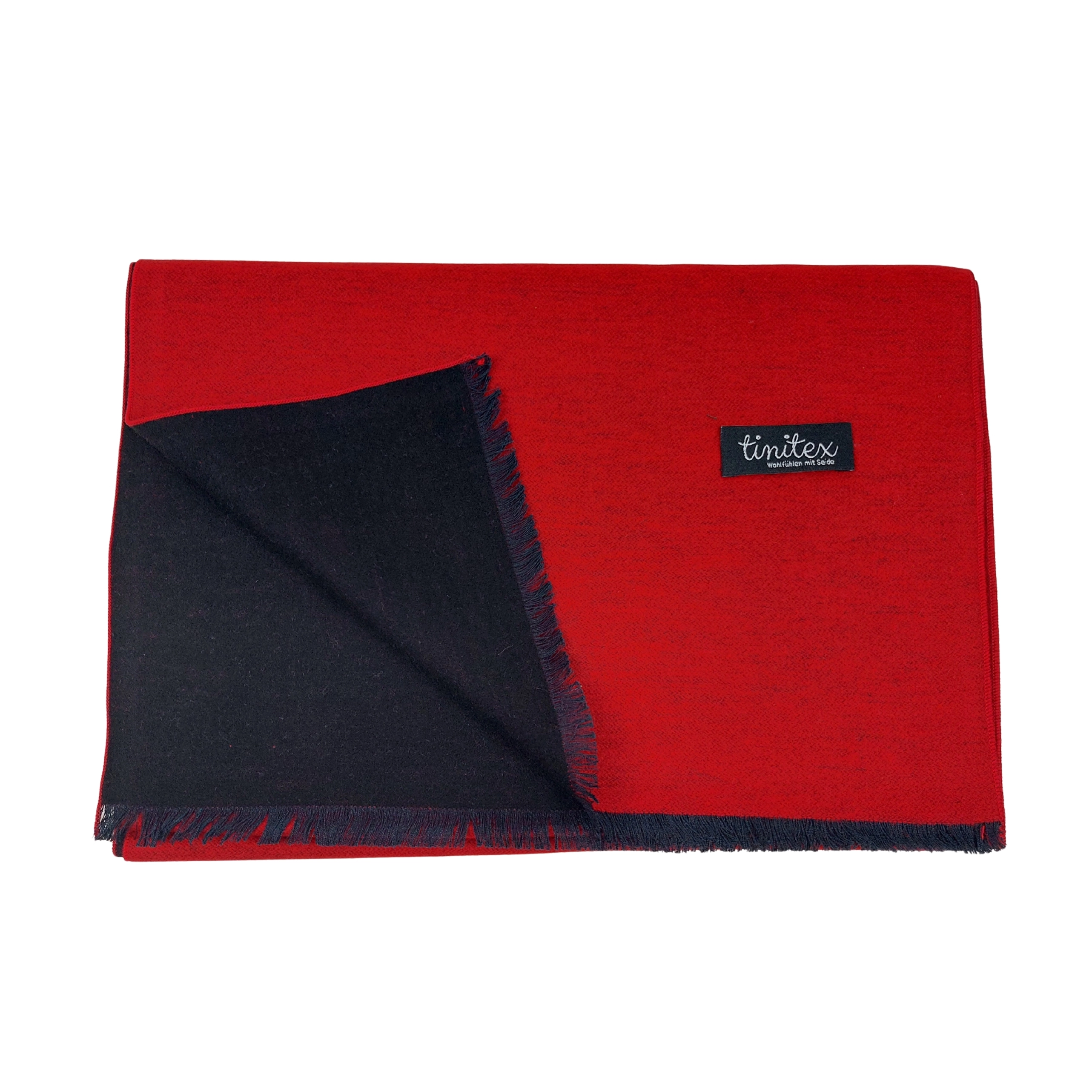 Winterschal Seidenflanell Schal schwarz rot