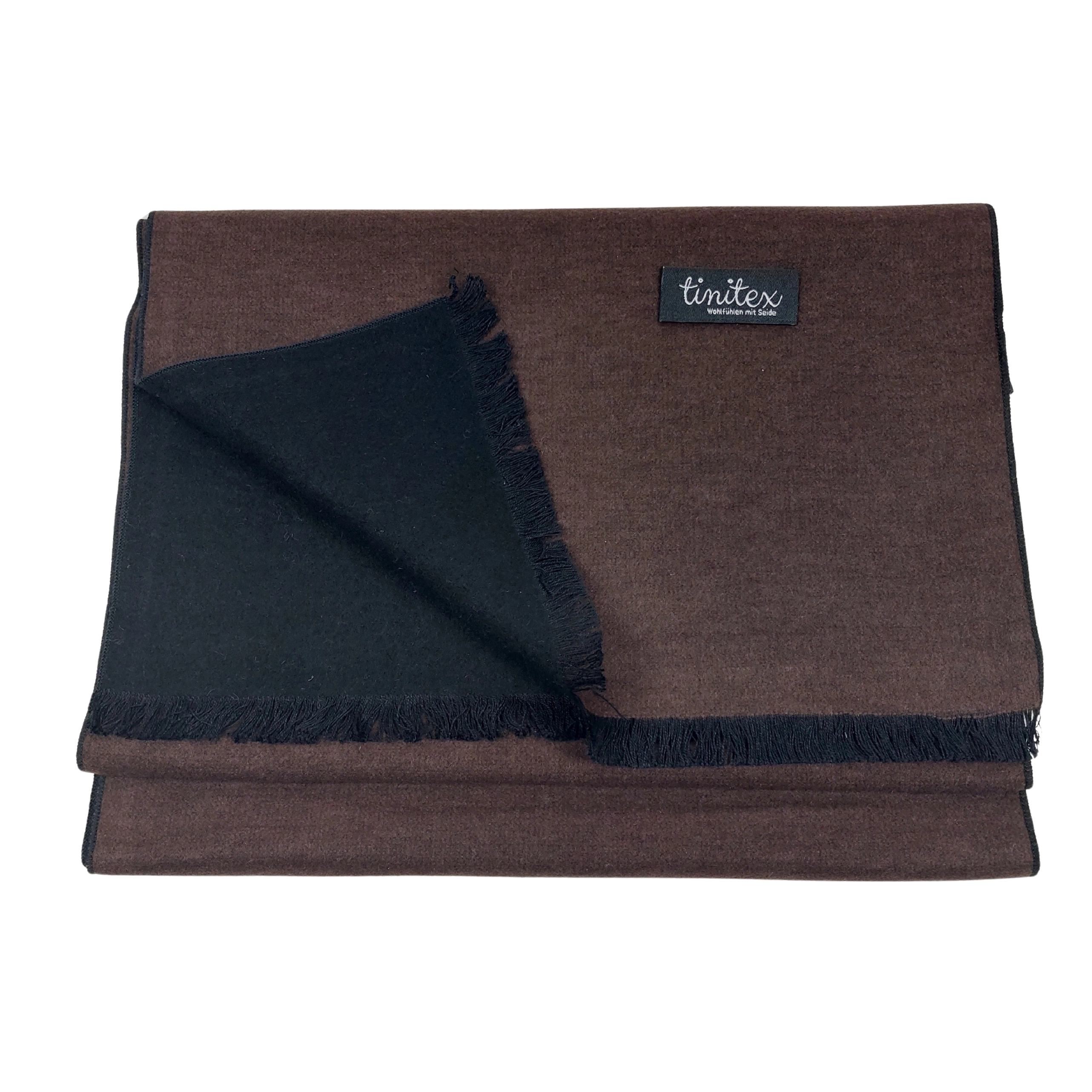 Winterschal Seidenflanell Schal schwarz braun