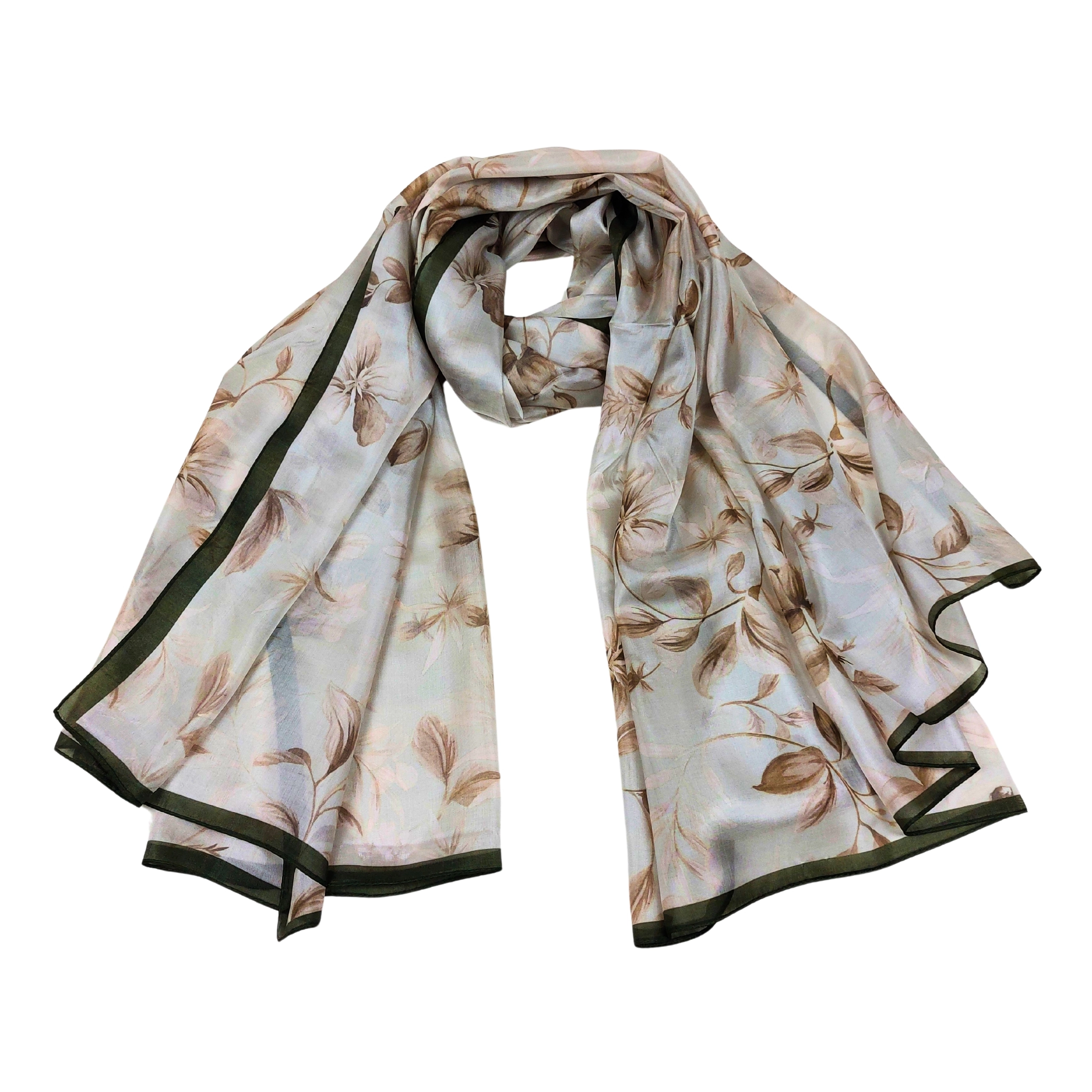 Seidenschal Halstuch Schal Floralprint beige