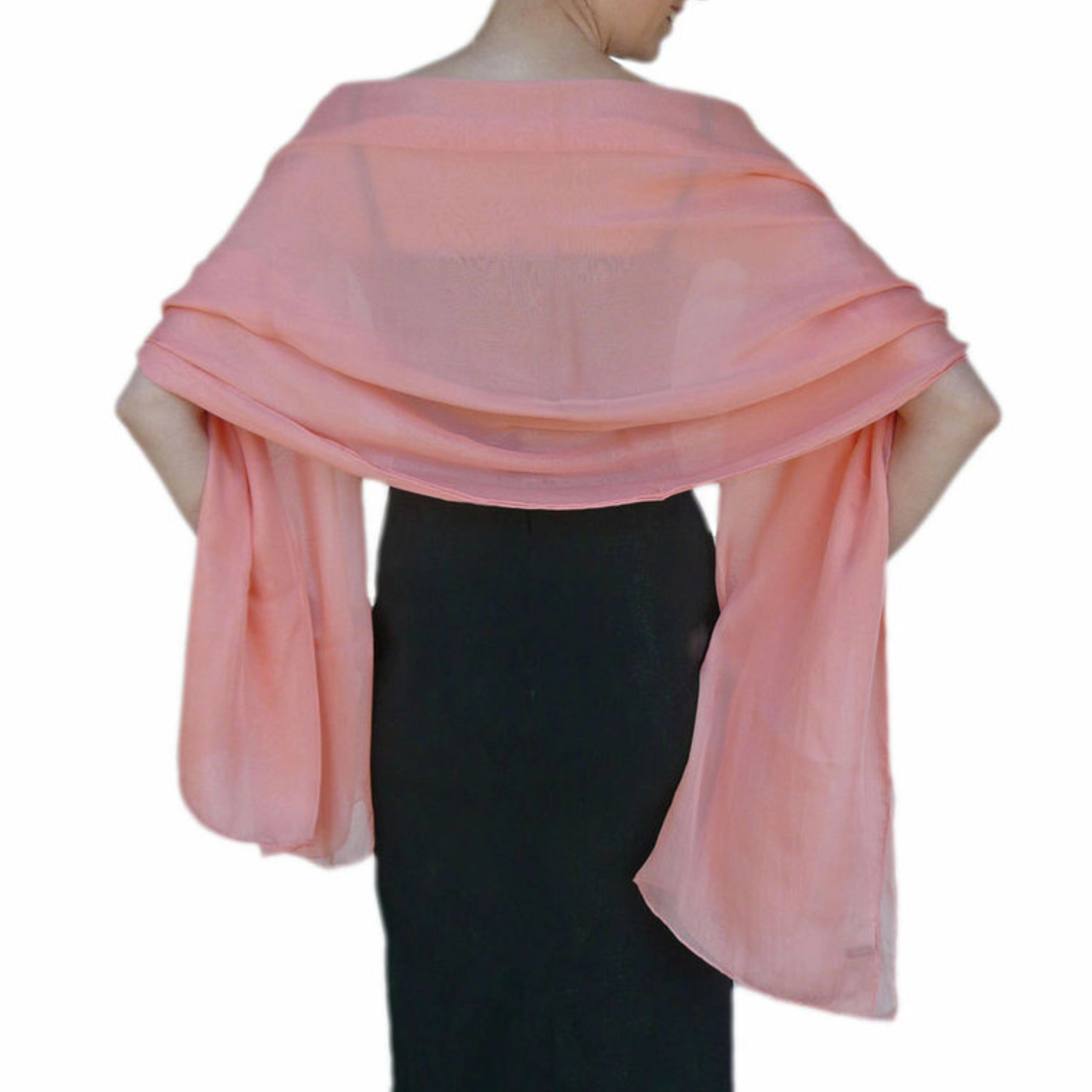 Seidenstola Seidenschal Chiffon Lachs