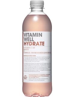 Vitamin Well Hydrate mit Erdbeer-Rhabarber-Geschmack (Einweg)