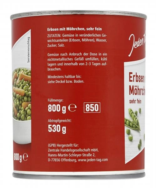 Jeden Tag Erbsen mit Möhren sehr fein