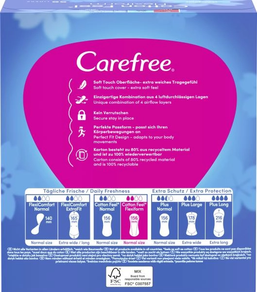 Carefree Cotton Feel Flexiform Slipeinlagen Frischeduft