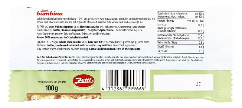 Zetti Bambina Tafel Vollmilch