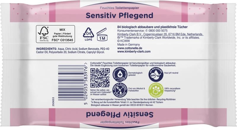 Cottonelle Feuchtes Toilettenpapier Sensitiv pflegend Maxi Pack