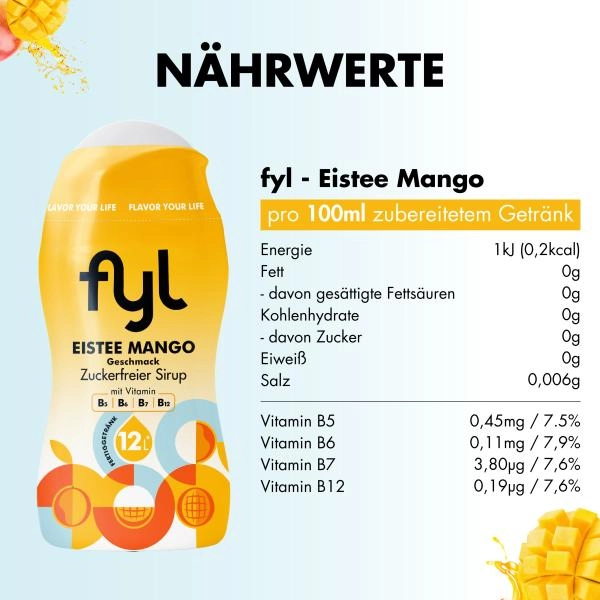 Fyl zuckerfreier Sirup Mango Geschmack