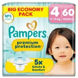 Pampers Premium Protection Größe 4, 60 Windeln, 9kg-14kg
