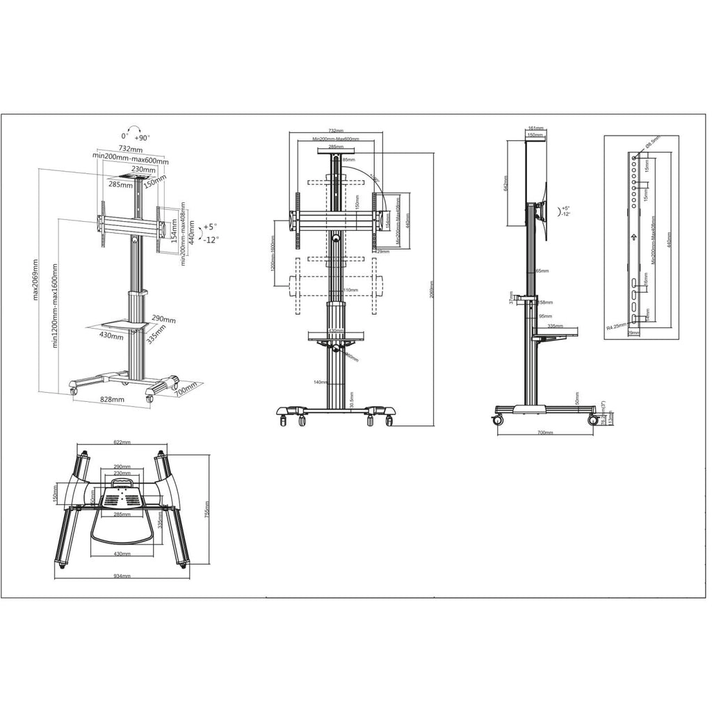 Universal Multim. Ständer (37"-70") schwarz/silber