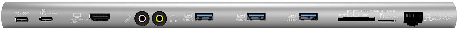 Connect C6 USB Type-C Adapter mit HDMI, 3,5mm, 3x USB 3.0, RJ45 aluminium