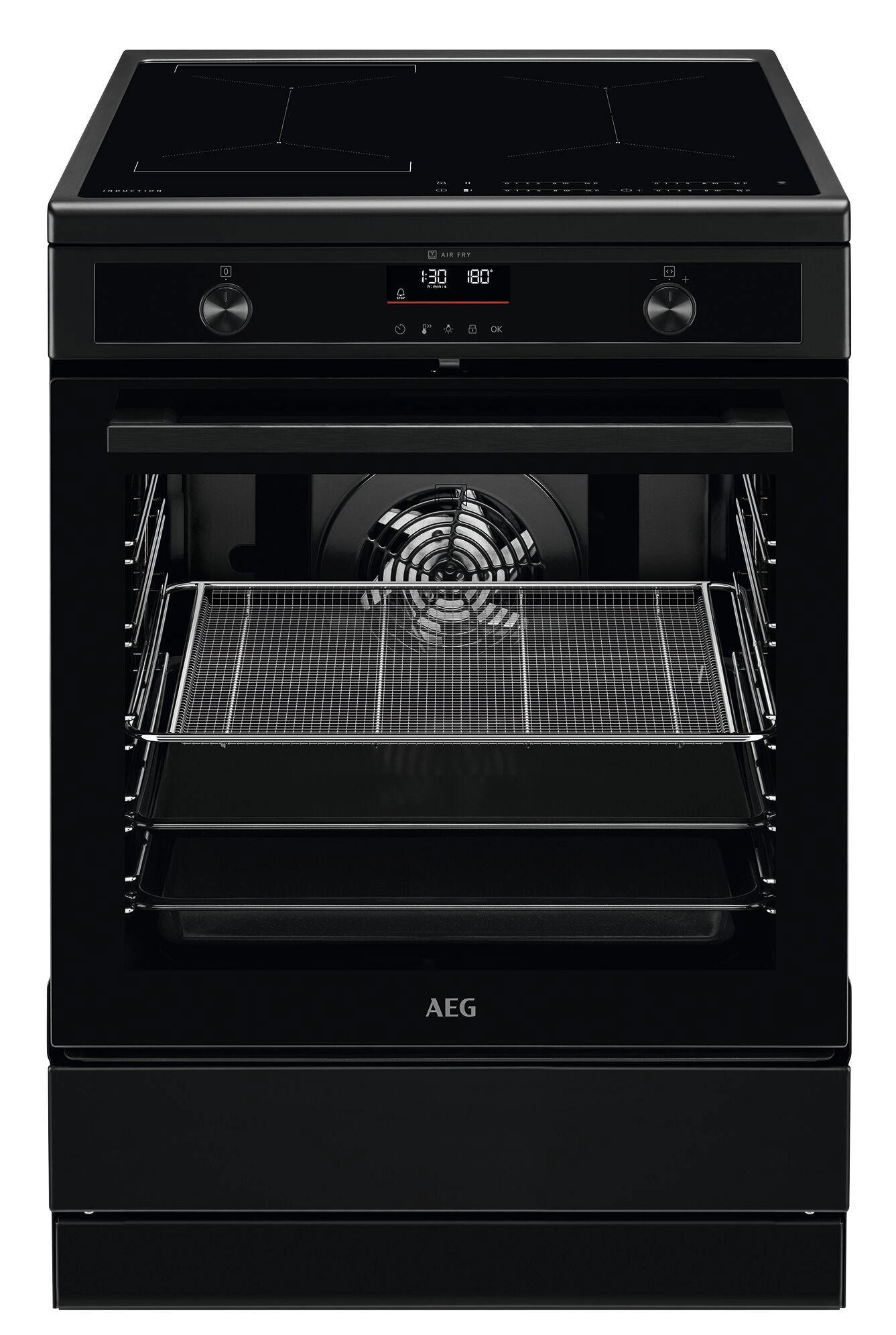 CIB6499APB Stand-Elektroherd mit Induktionsfeld matt schwarz, 73 l, Pizza-Stufe, schnelles Vorheizen, Heißluftgrill, pyrolytische Selbstreinigung