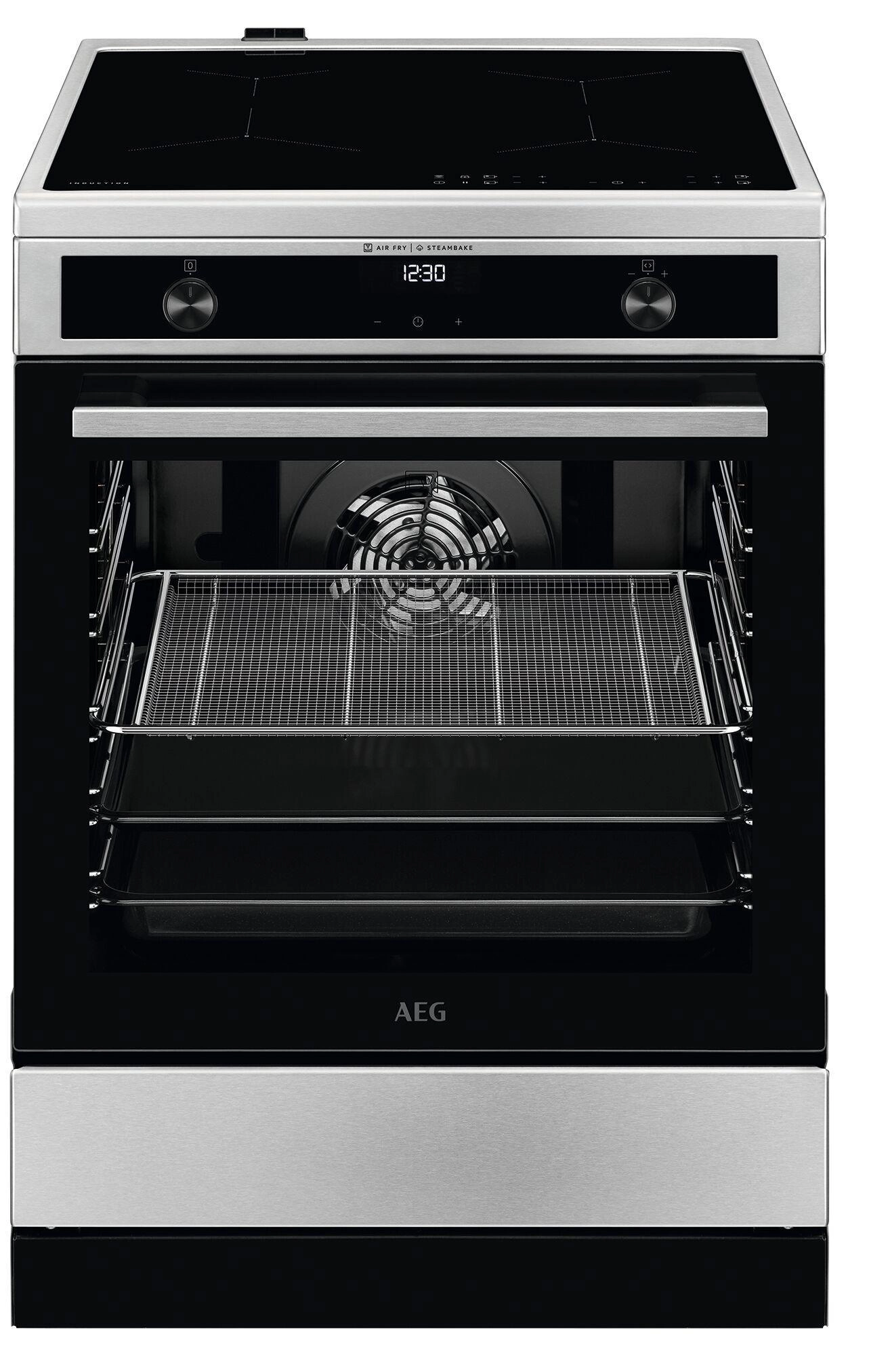 CIB6643BBM Stand-Elektroherd mit Induktionsfeld edelstahl, 73 l, Pizza-Stufe, Heißluftgrill, 59,6 cm breit, A