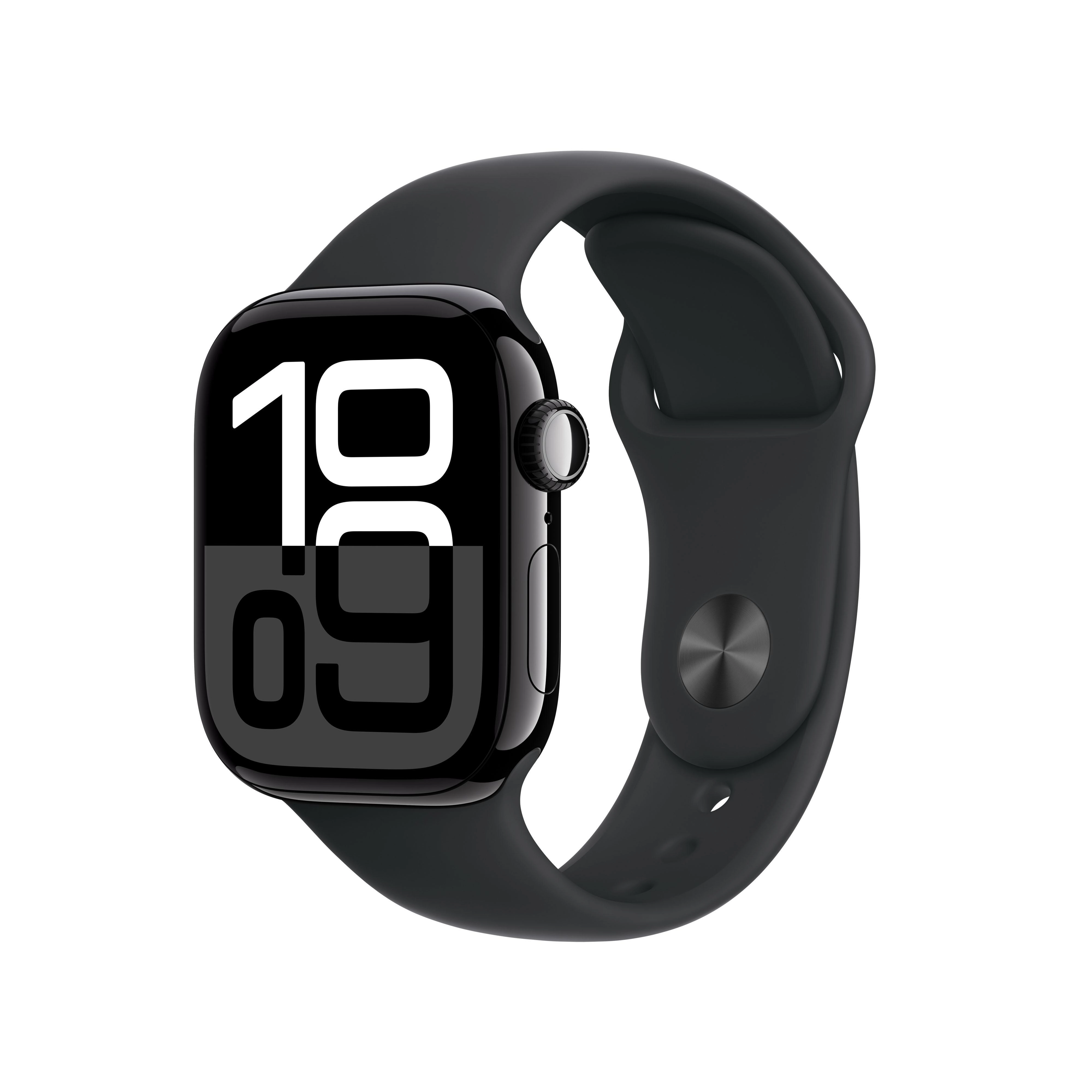 Watch Series 10 (42mm) GPS Aluminium mit Sportarmband S/M diamantschwarz/schwarz