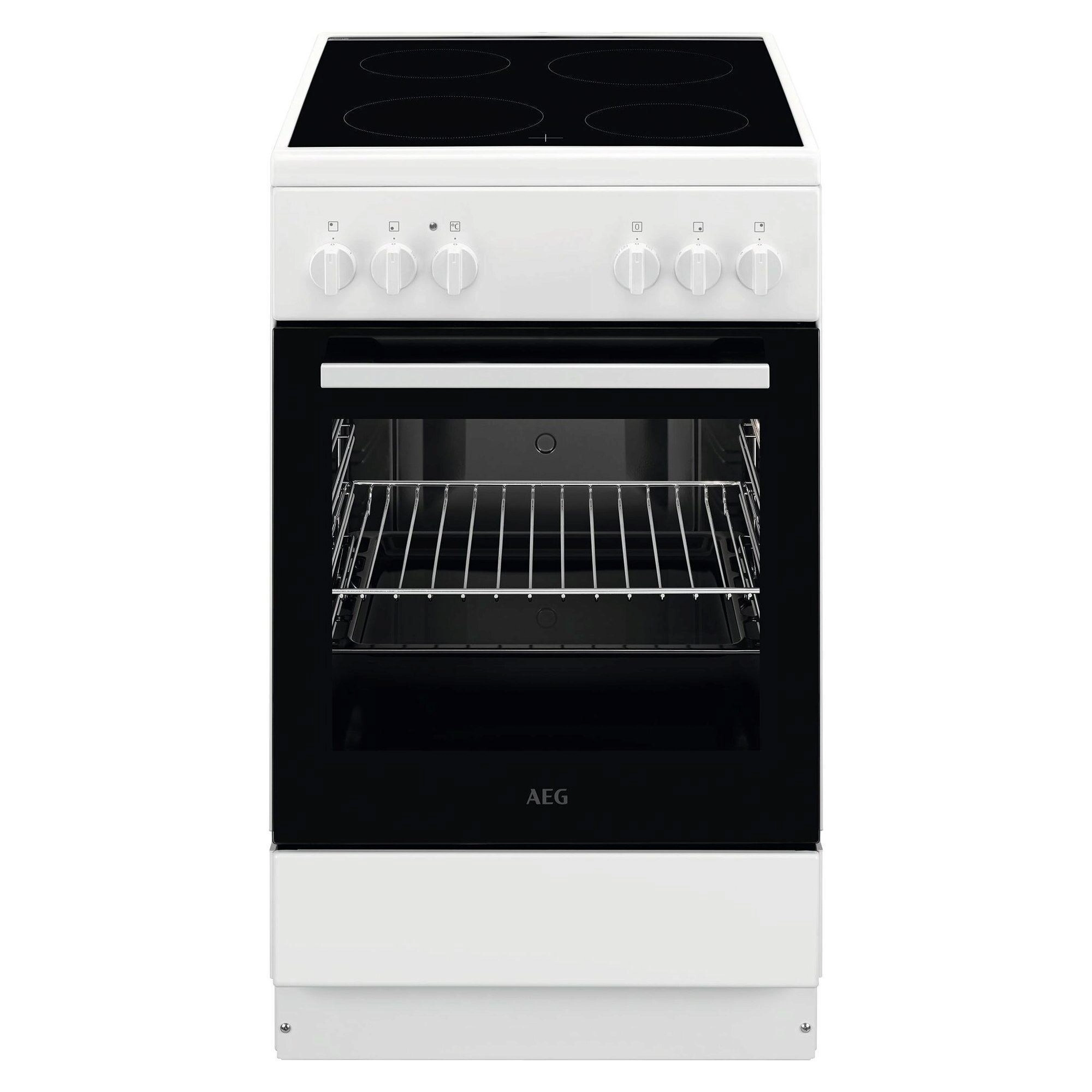 CCB50090BW Elektroherd mit Glaskeramikfeld weiß, 60 l, schnelles Vorheizen, A, 4 Kochzonen