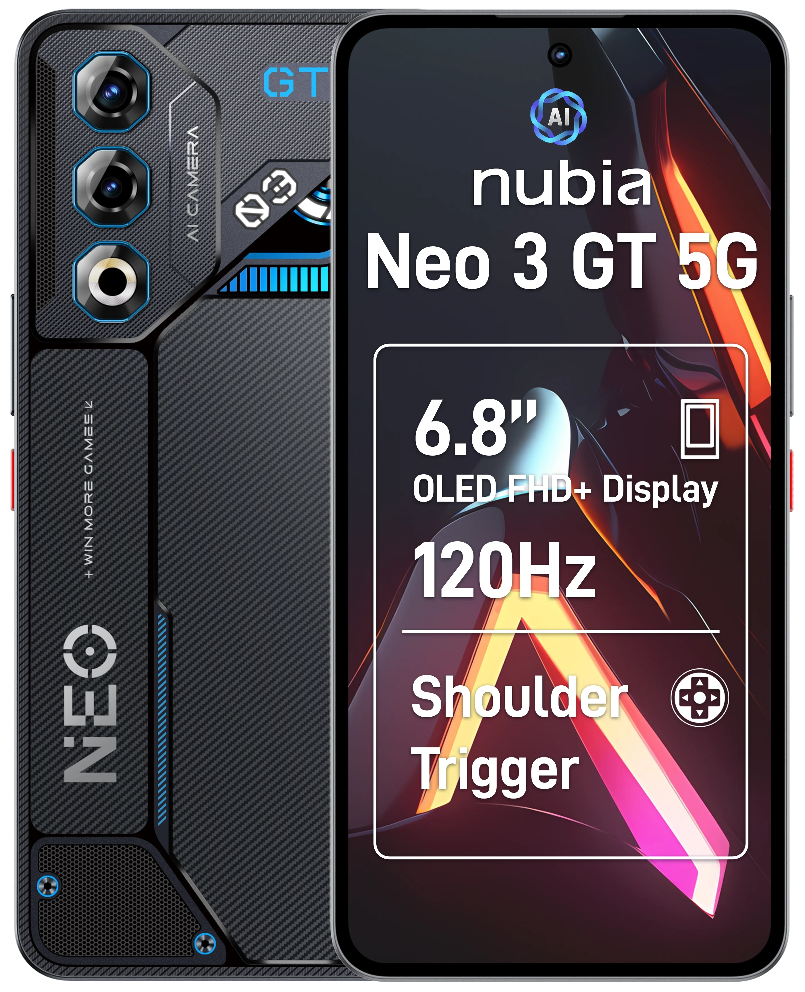 Neo 3 GT 5G (12GB+256GB) Smartphone interstellar gray, 50 MP Kamera, 6,8 Zoll Display, 40,95 Std. Akku, Android