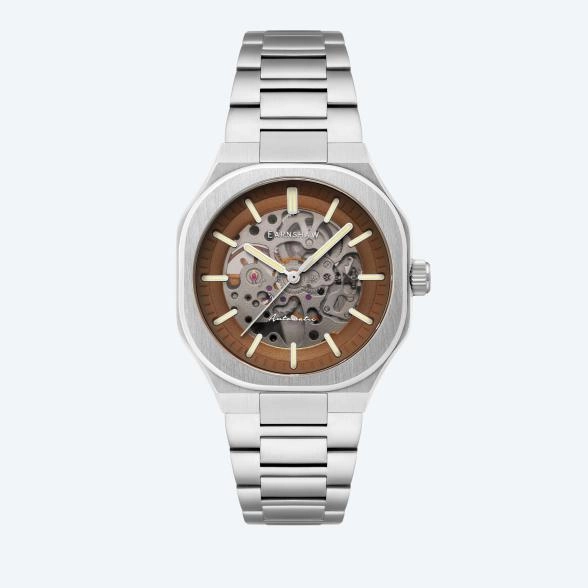 EARNSHAW Automatikuhr "Exeter Skeleton" braun