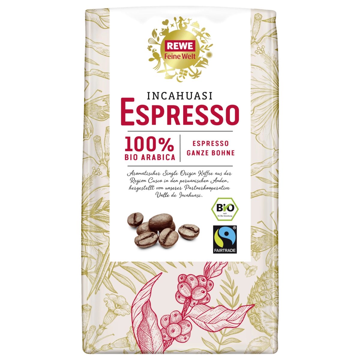 REWE Feine Welt Bio Incahuasi-Espresso ganze Bohne 1kg