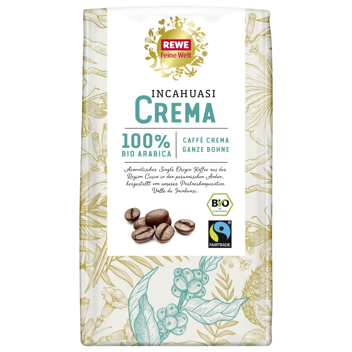 REWE Feine Welt Bio Incahuasi Crema ganze Bohne 1kg