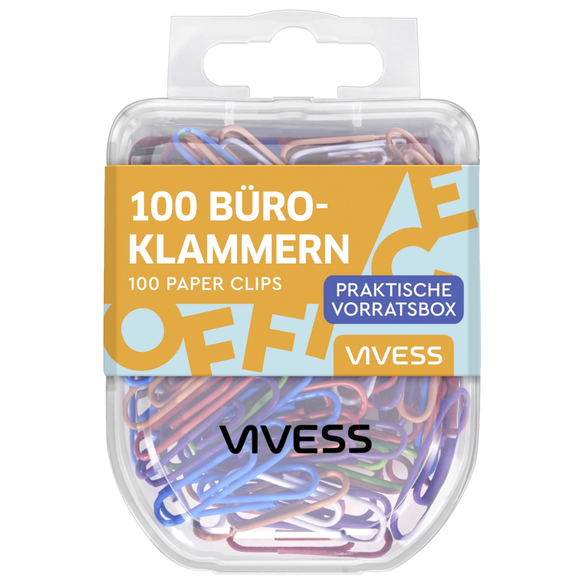 Vivess Büroklammern bunt 100 Stück