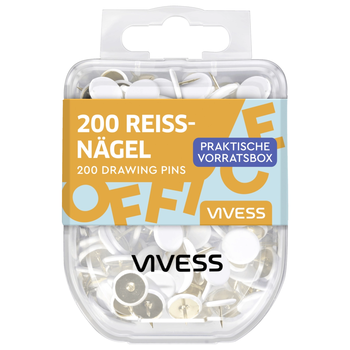 Vivess Reißnägel 200 Stück weiß