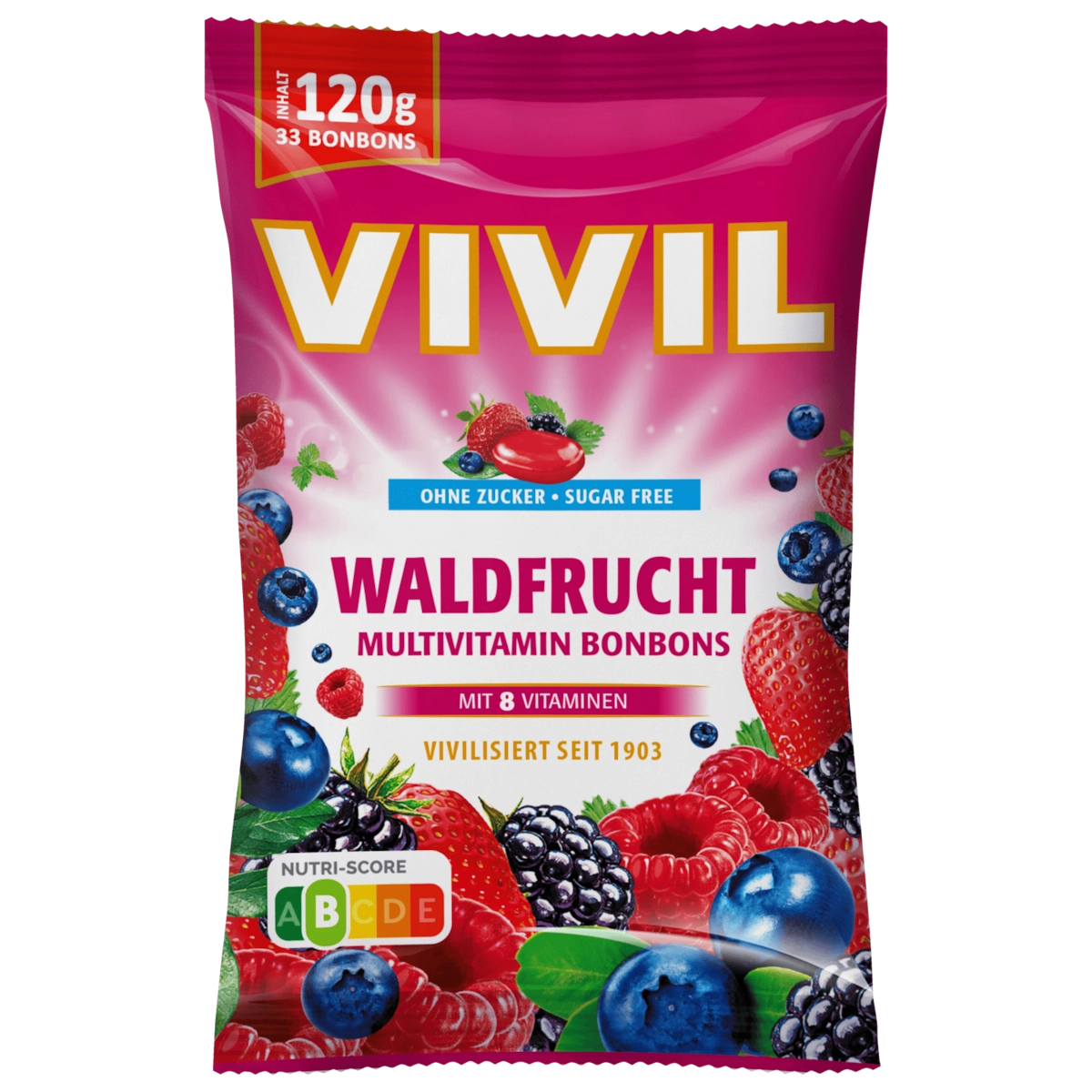 VIVIL Waldfrucht Multivitamin Bonbons ohne Zucker 120g