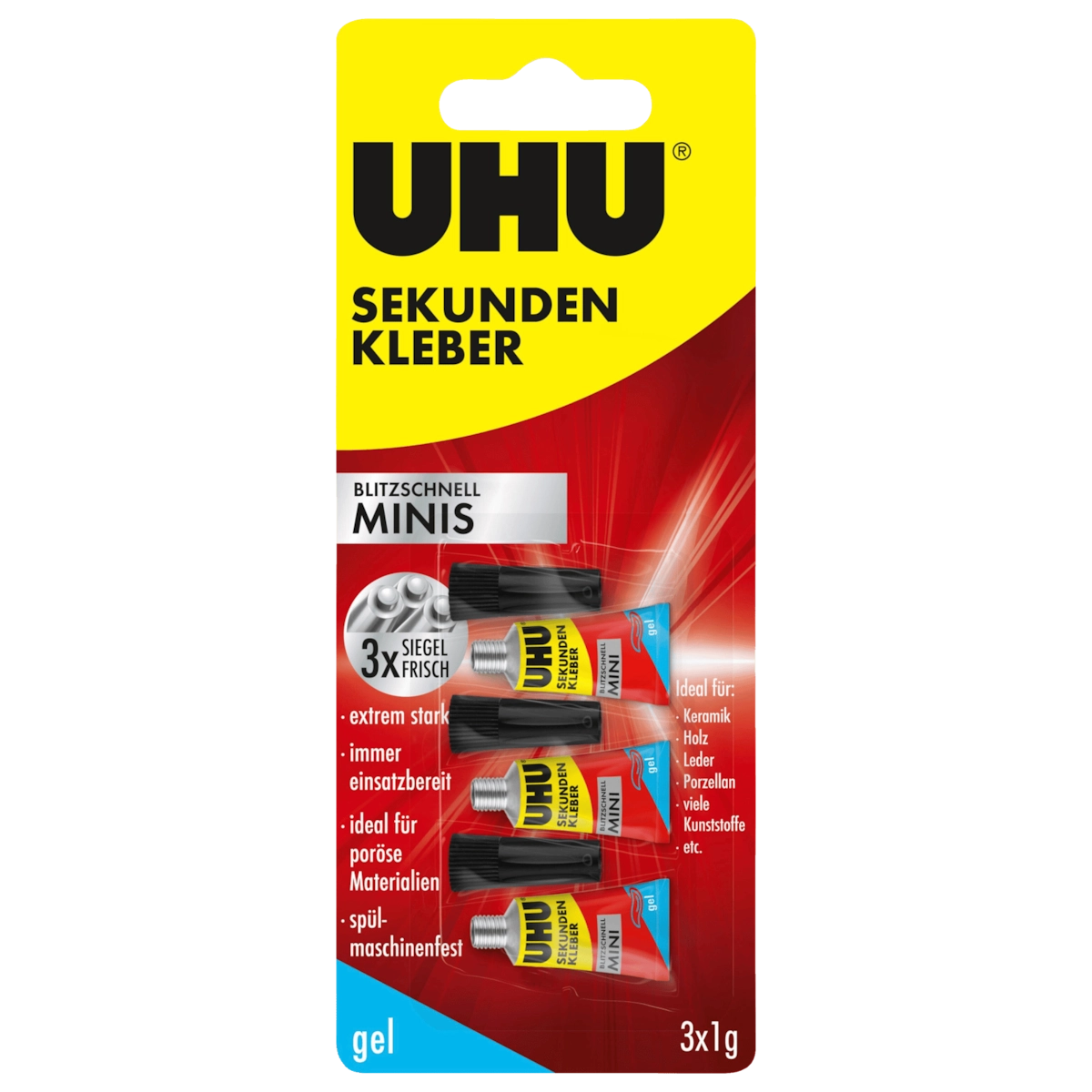 UHU Sekundenkleber Minis 3x1g