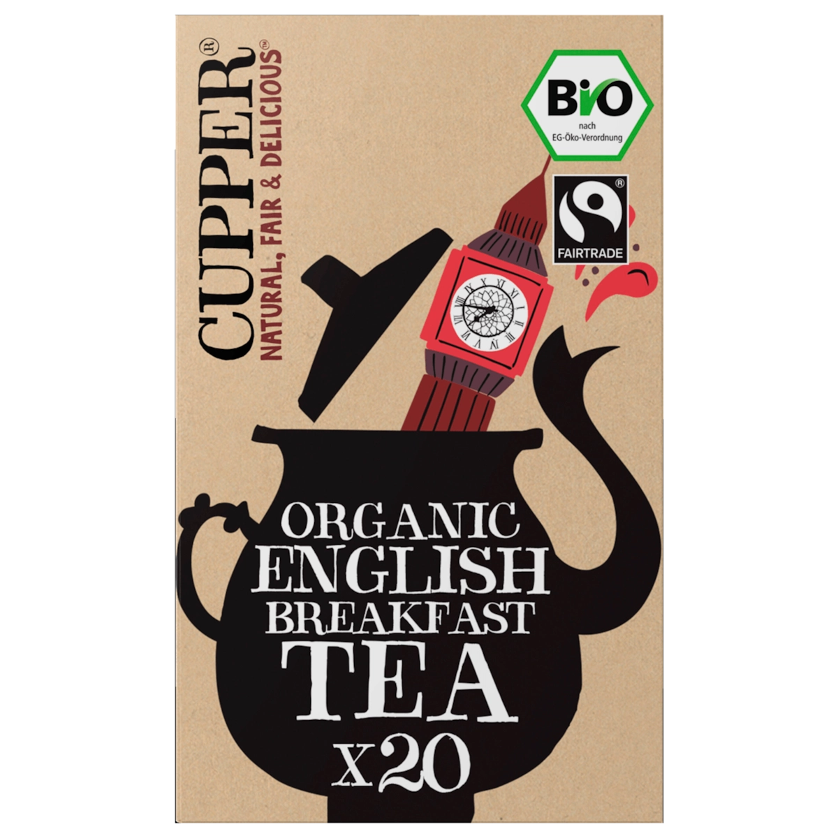 Cupper Bio Englischer Schwarztee 50g, 20 Beutel