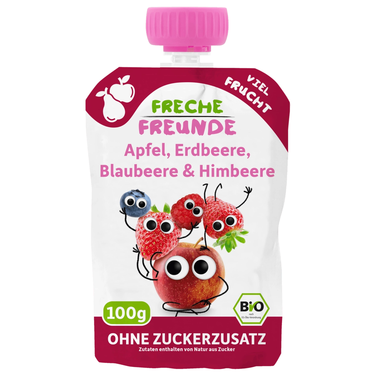 Freche Freunde Bio Quetschie Apfel, Erdbeere, Blaubeere & Himbeere 100g