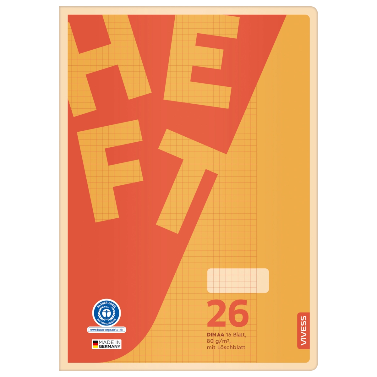 Vivess Heft 26 Kariert mit Rand A4 16 Blatt