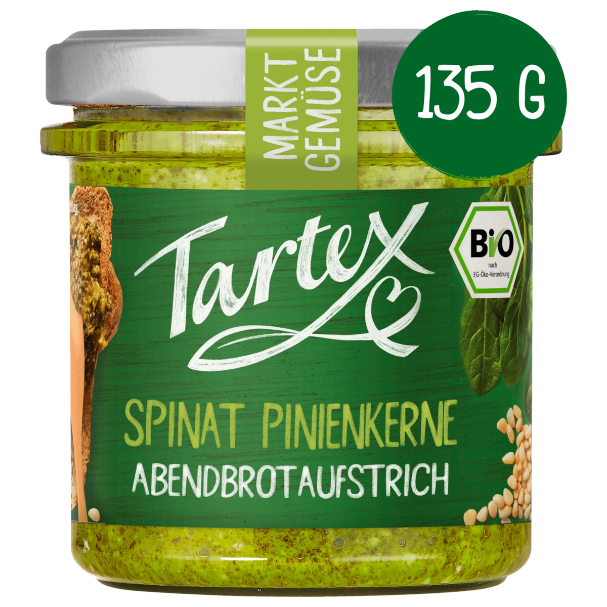 Tartex Bio Brotaufstrich Spinat Pinienkerne 135g