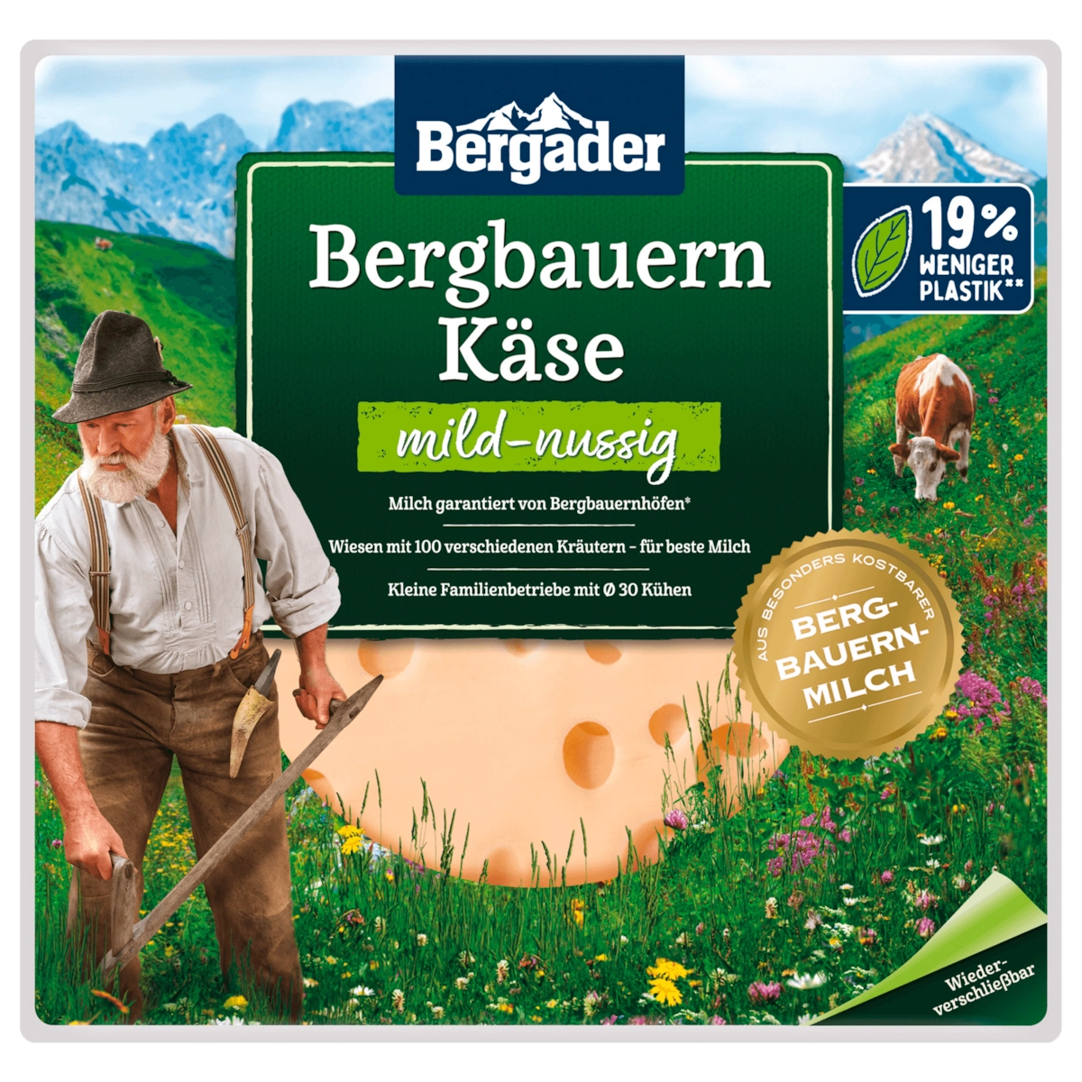 Bergader Bergbauern Käse Scheiben mild-nussig 150g
